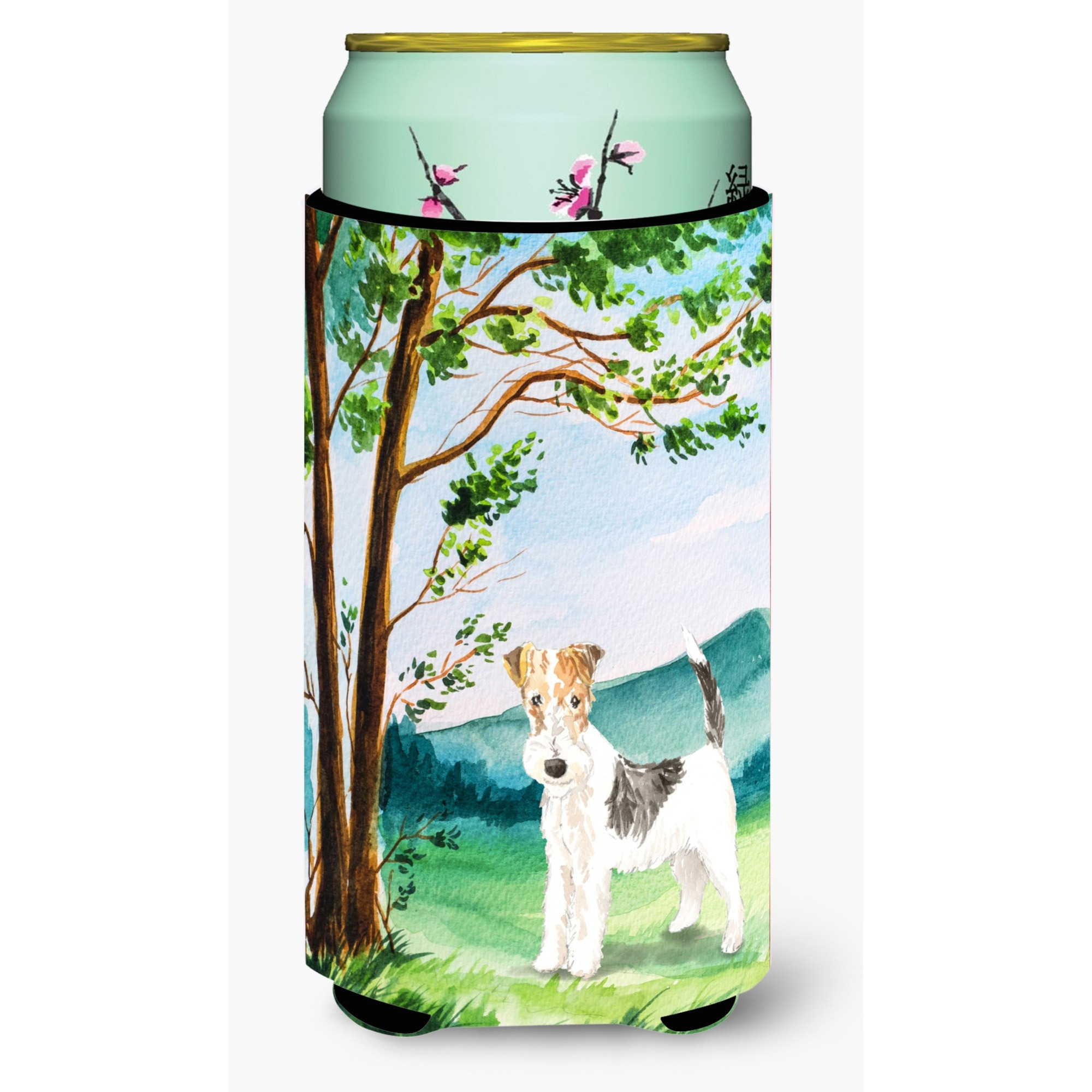 &quotCaroline's Treasures CK2550TBC Under the Tree Fox Terrier Tall Boy Hugger cold-beverage-koozies, Multicolor"