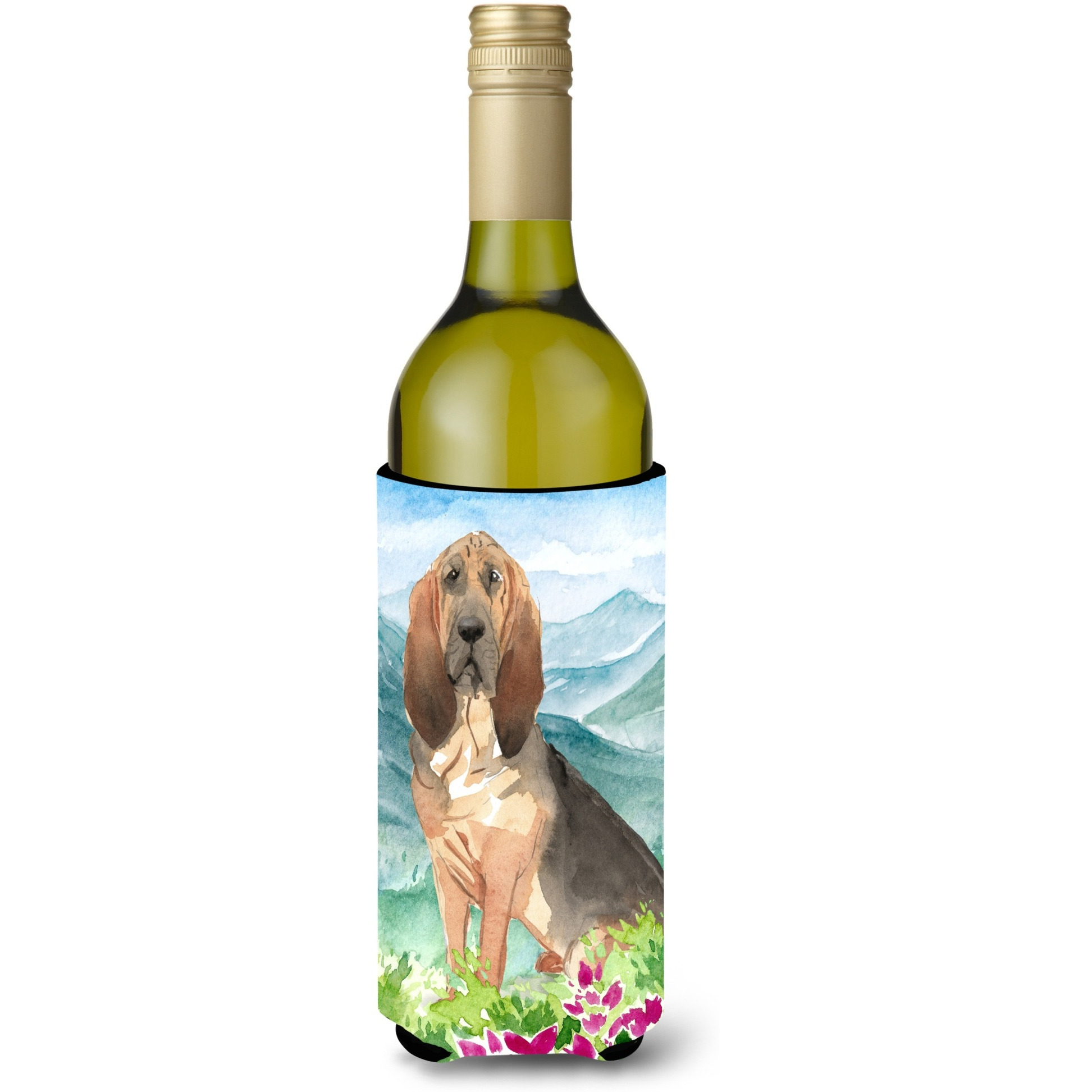 &quotCaroline's Treasures CK2545LITERK Mountain Flowers Bloodhound Wine Bottle Hugger cold-beverage-koozies, 750 ml, Multicolor"