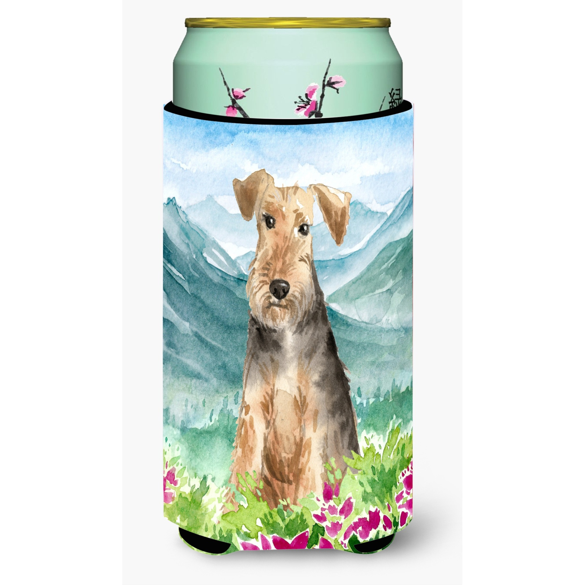 &quotCaroline's Treasures CK2516TBC Mountian Flowers Welsh Terrier Tall Boy Hugger cold-beverage-koozies, Multicolor"