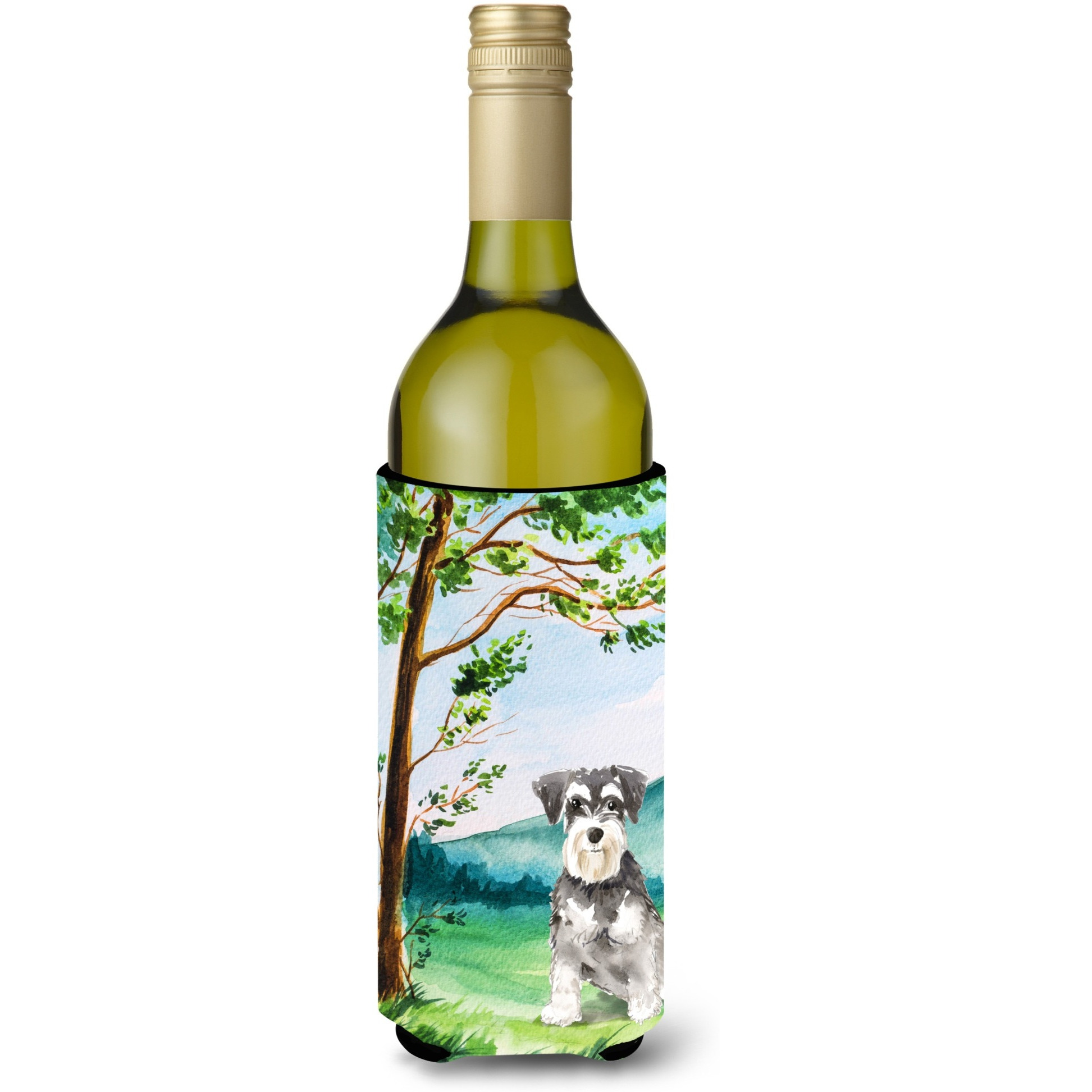 &quotCaroline's Treasures CK2564LITERK Under The Tree Schnauzer 2 Wine Bottle Hugger cold-beverage-koozies, 750 ml, Multicolor"