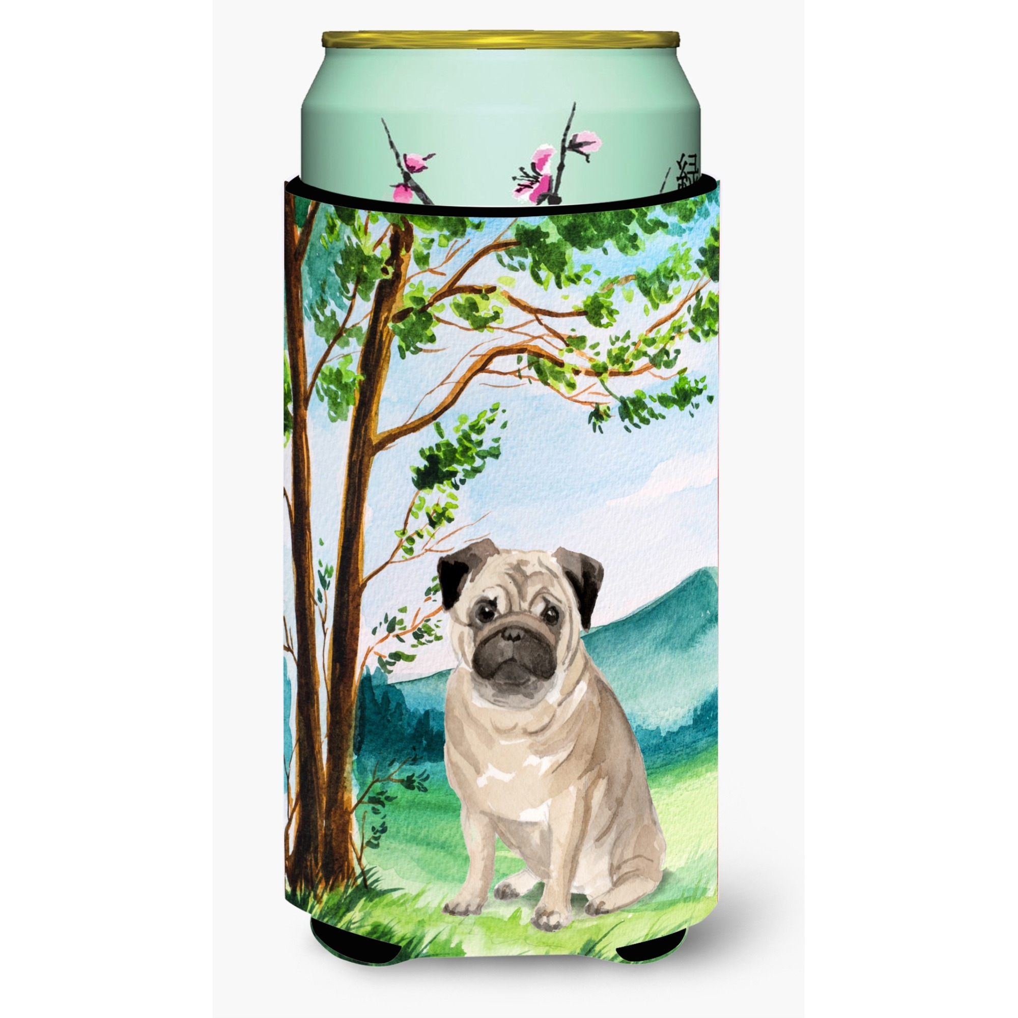 &quotCaroline's Treasures CK2004TBC Under the Tree Fawn Pug Tall Boy Hugger cold-beverage-koozies, Multicolor"