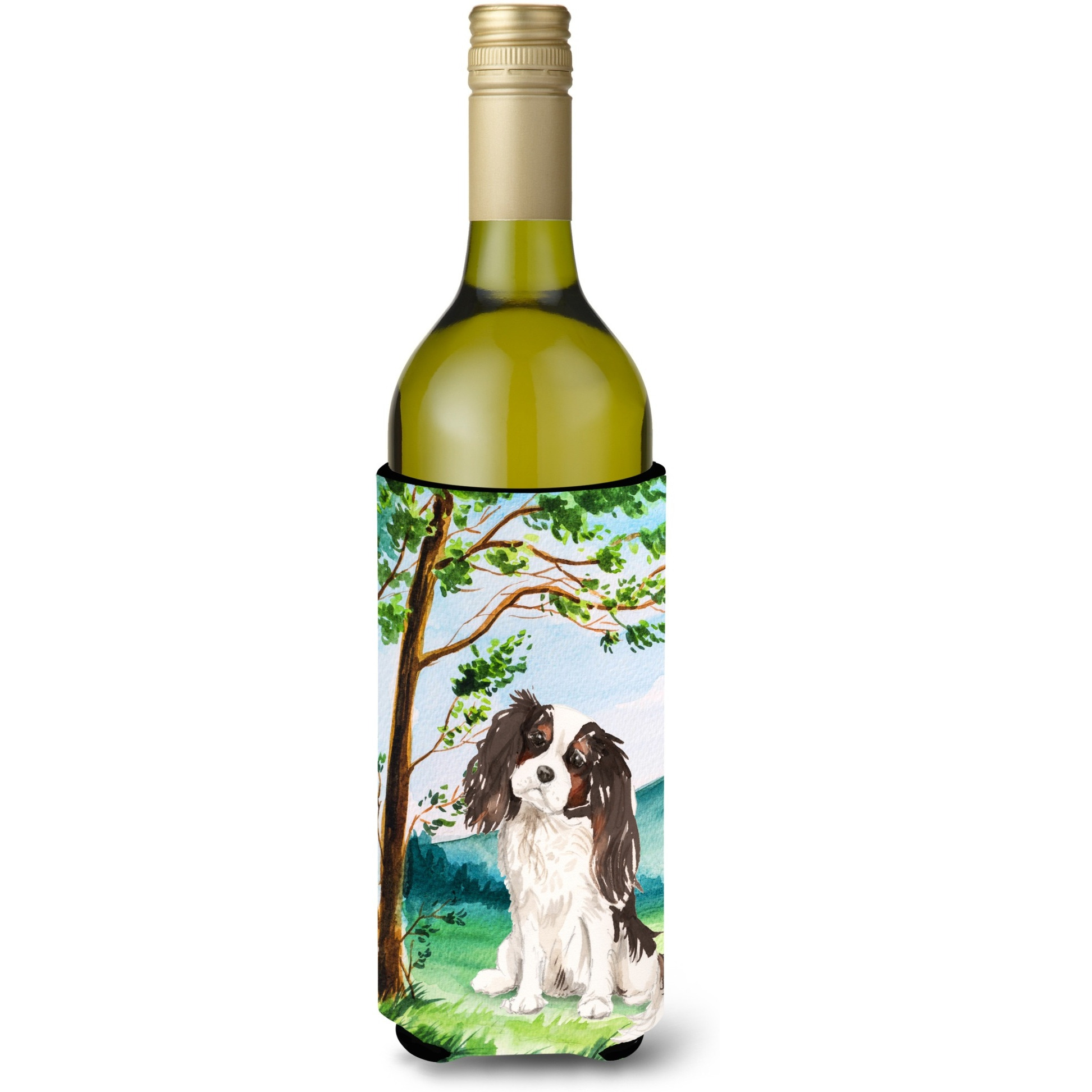 &quotCaroline's Treasures Tree Tricolor Cavalier Spaniel Wine Bottle Hugger cold-beverage-koozies, 750 ml, Multicolor"