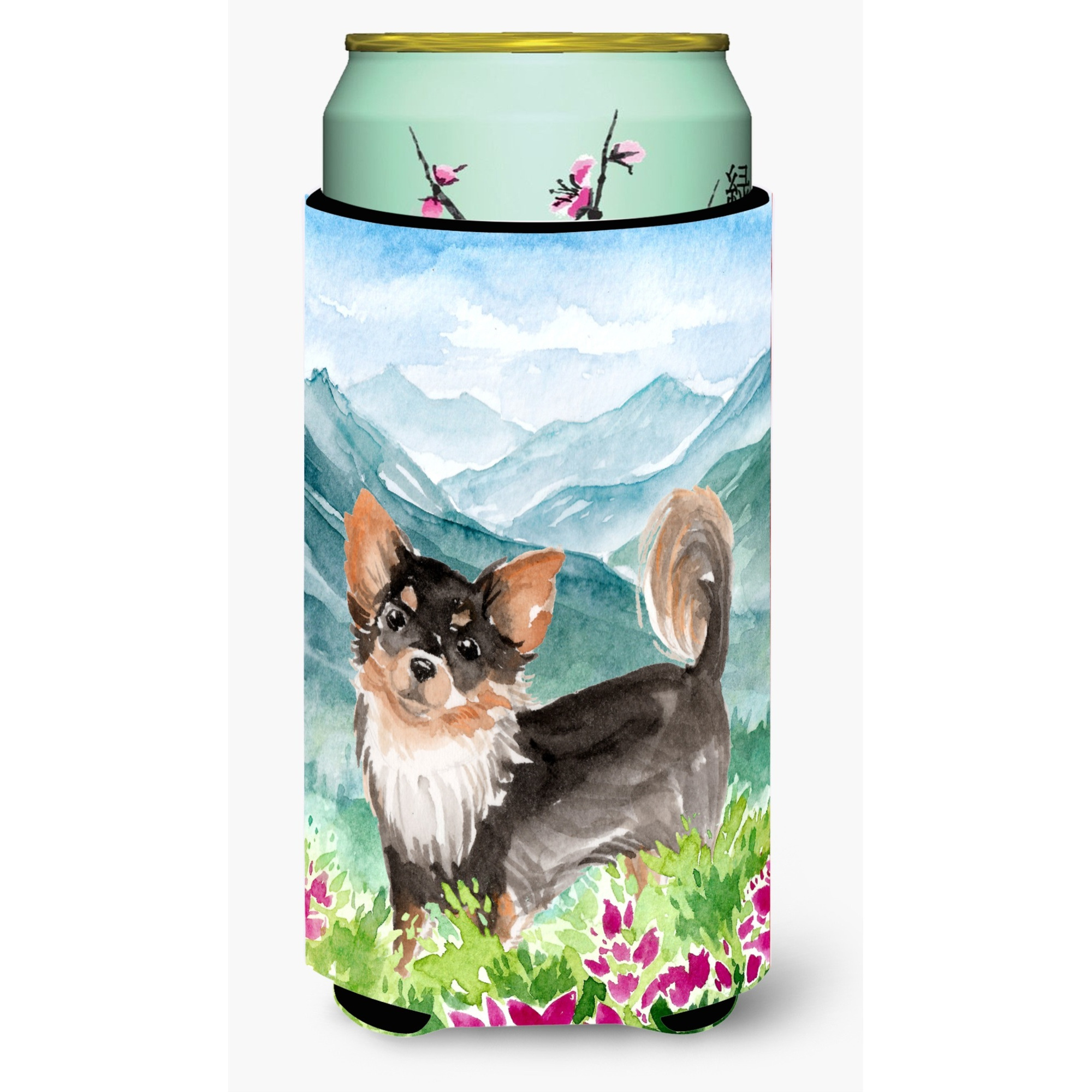 &quotCaroline's Treasures CK1972TBC Mountian Flowers Chihuahua Tall Boy Hugger cold-beverage-koozies, Multicolor"