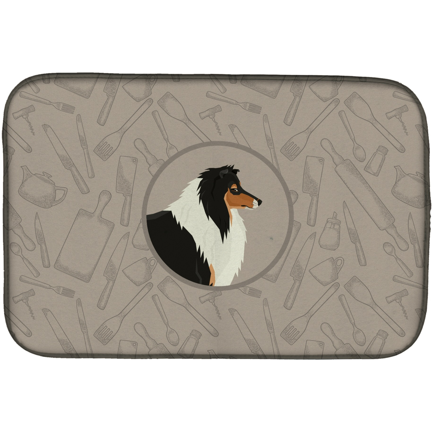 &quotCaroline's Treasures CK2179DDM Collie in The Kitchen dish-drying-mats, 14x21, Multicolor"