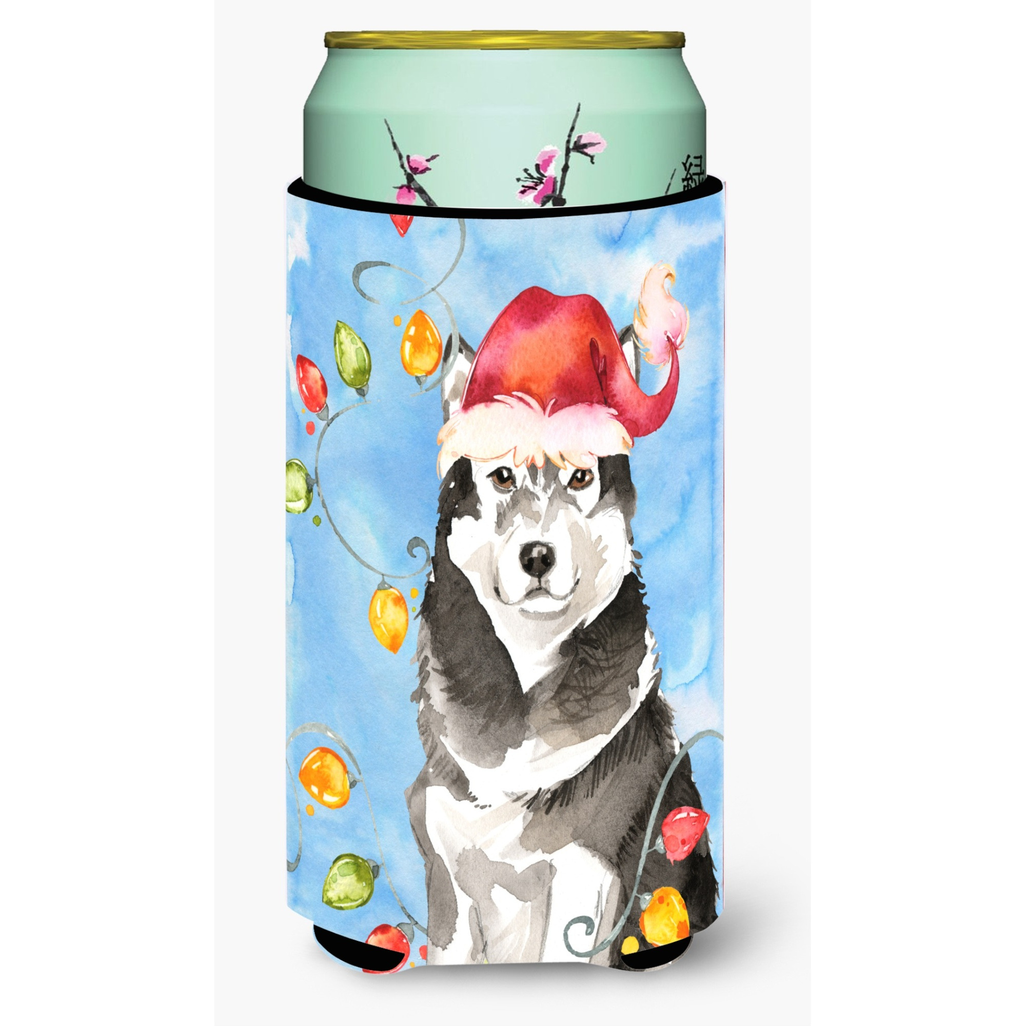 &quotCaroline's Treasures CK2484TBC Christmas Lights Alaskan Malamute Tall Boy Hugger cold-beverage-koozies, Multicolor"