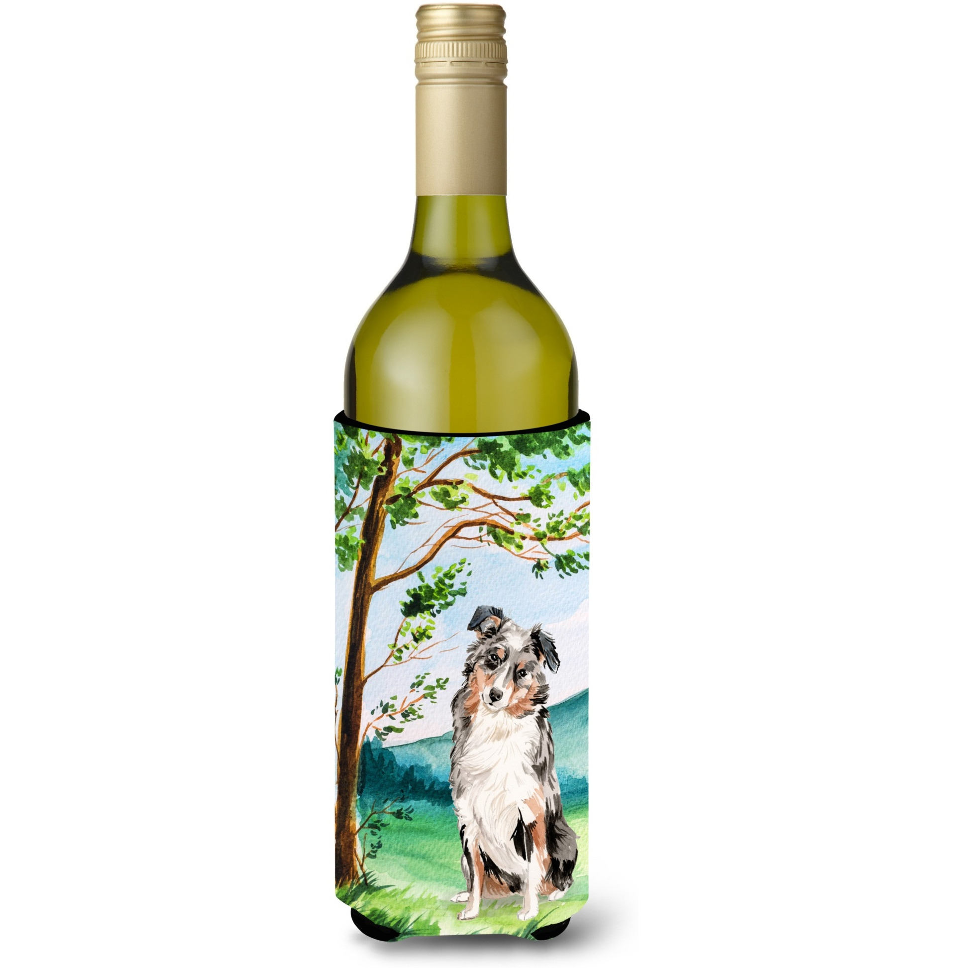 &quotCaroline's Treasures Tree Australian Shepherd Wine Bottle Hugger cold-beverage-koozies, 750 ml, Multicolor"