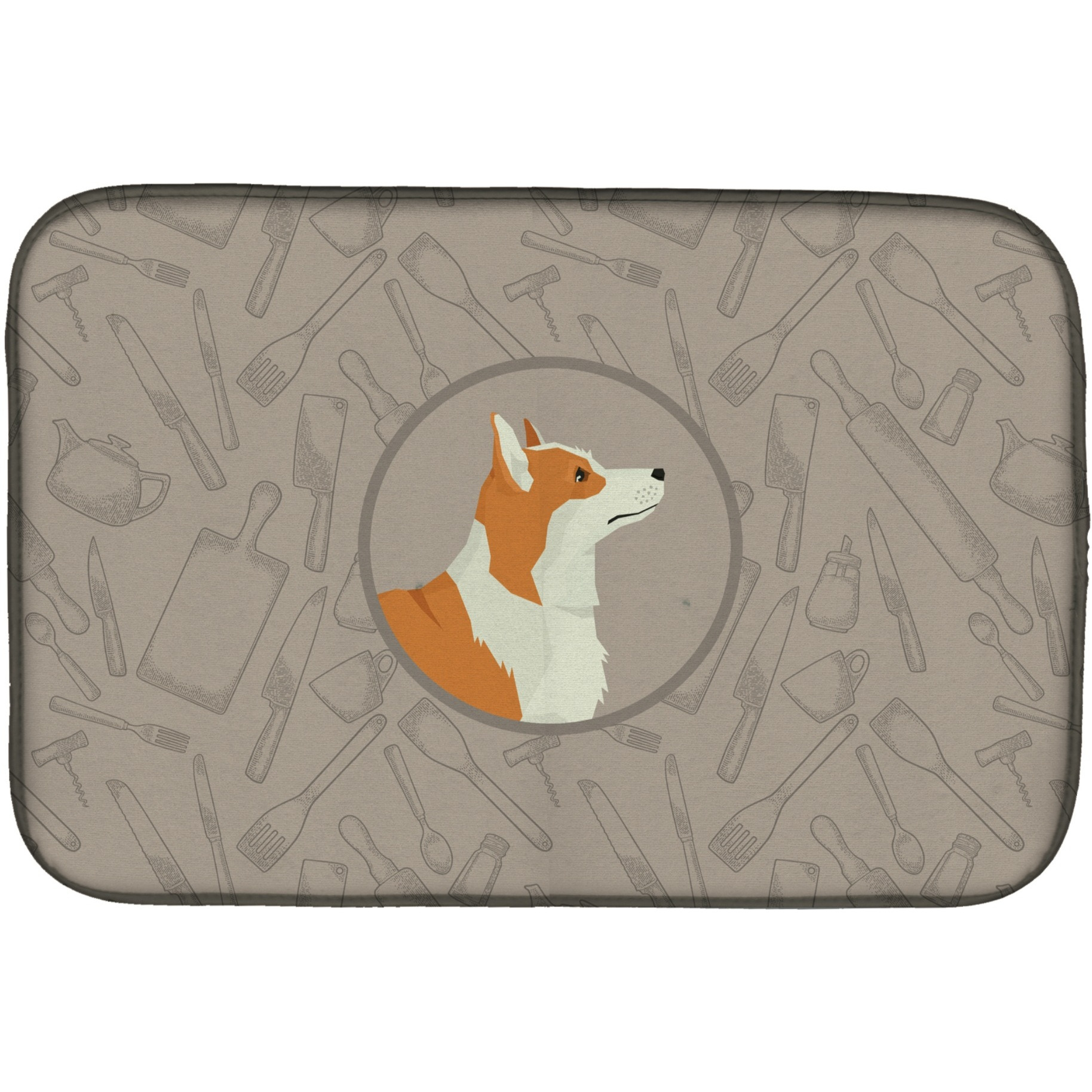 &quotCaroline's Treasures CK2201DDM Pembroke Corgi in The Kitchen dish-drying-mats, 14x21, Multicolor"