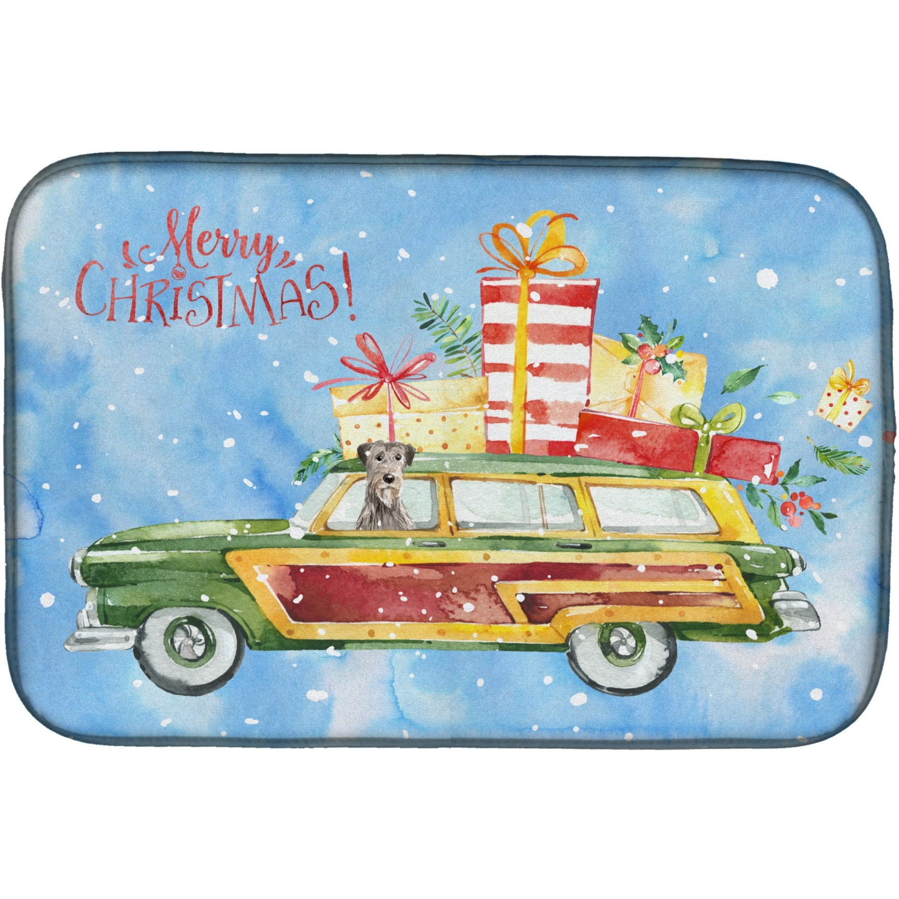 &quotCaroline's Treasures CK2409DDM Merry Christmas Irish Wolfhound dish-drying-mats, 14x21, Multicolor"