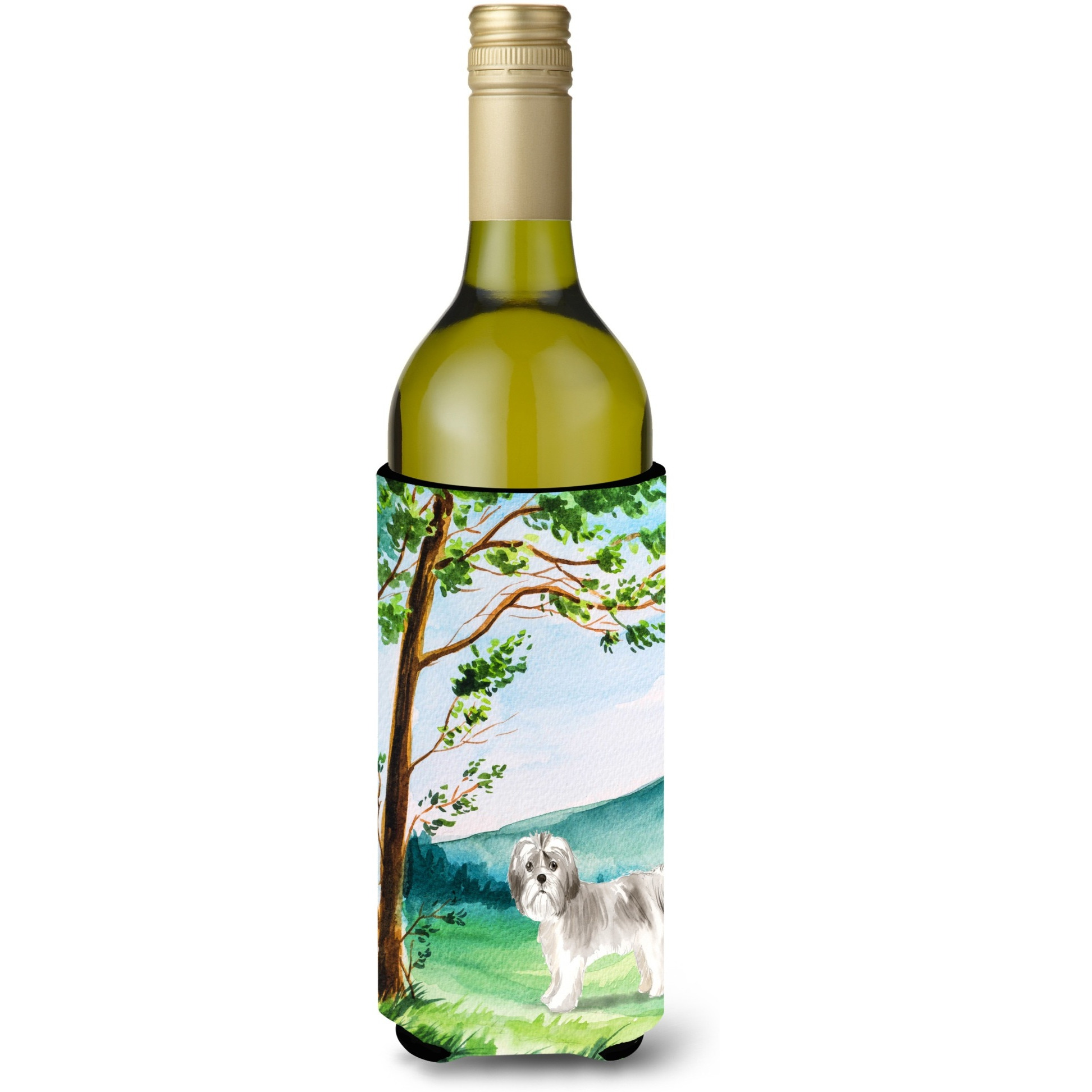 &quotCaroline's Treasures CK2556LITERK Under The Tree Shih Tzu Puppy Wine Bottle Hugger cold-beverage-koozies, 750 ml, Multicolor"