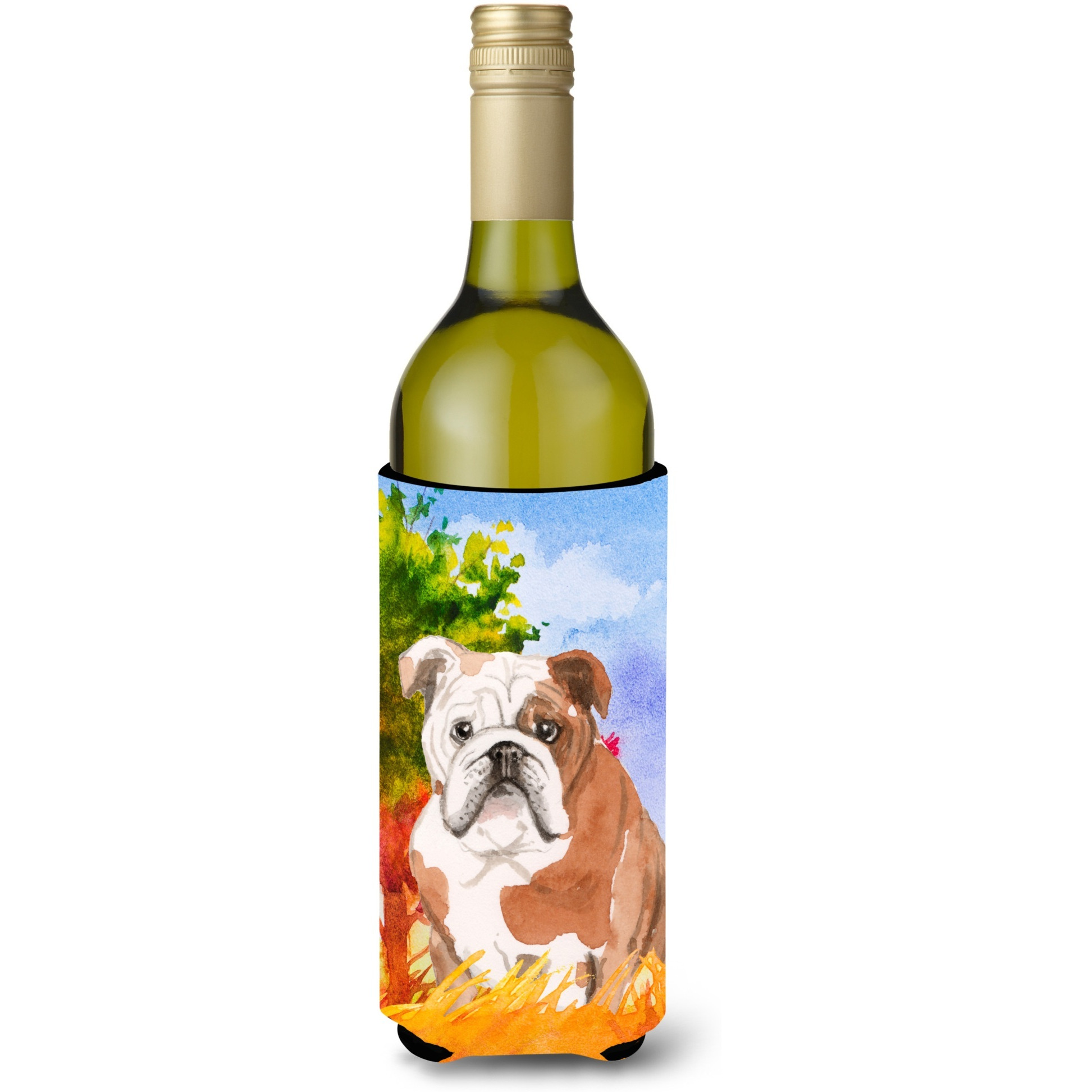 &quotCaroline's Treasures CK1944LITERK Fall English Bulldog Wine Bottle Hugger cold-beverage-koozies, 750 ml, Multicolor"