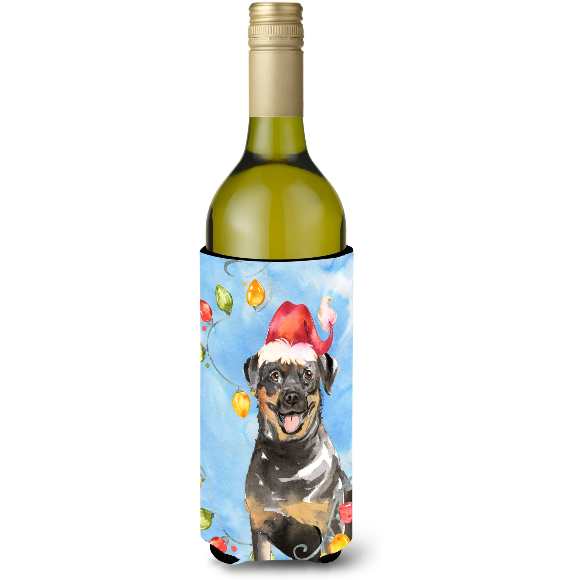 &quotCaroline's Treasures CK2488LITERK Christmas Lights Rottweiler Wine Bottle Hugger cold-beverage-koozies, 750 ml, Multicolor"