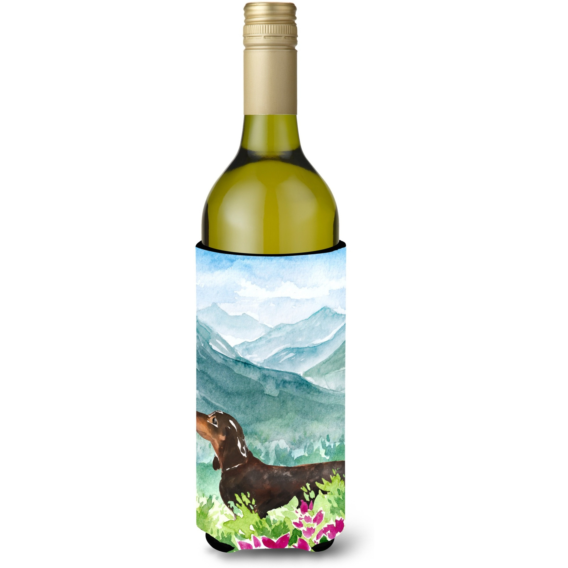 &quotCaroline's Treasures CK1993LITERK Mountian Flowers Dachshund Wine Bottle Hugger cold-beverage-koozies, 750 ml, Multicolor"