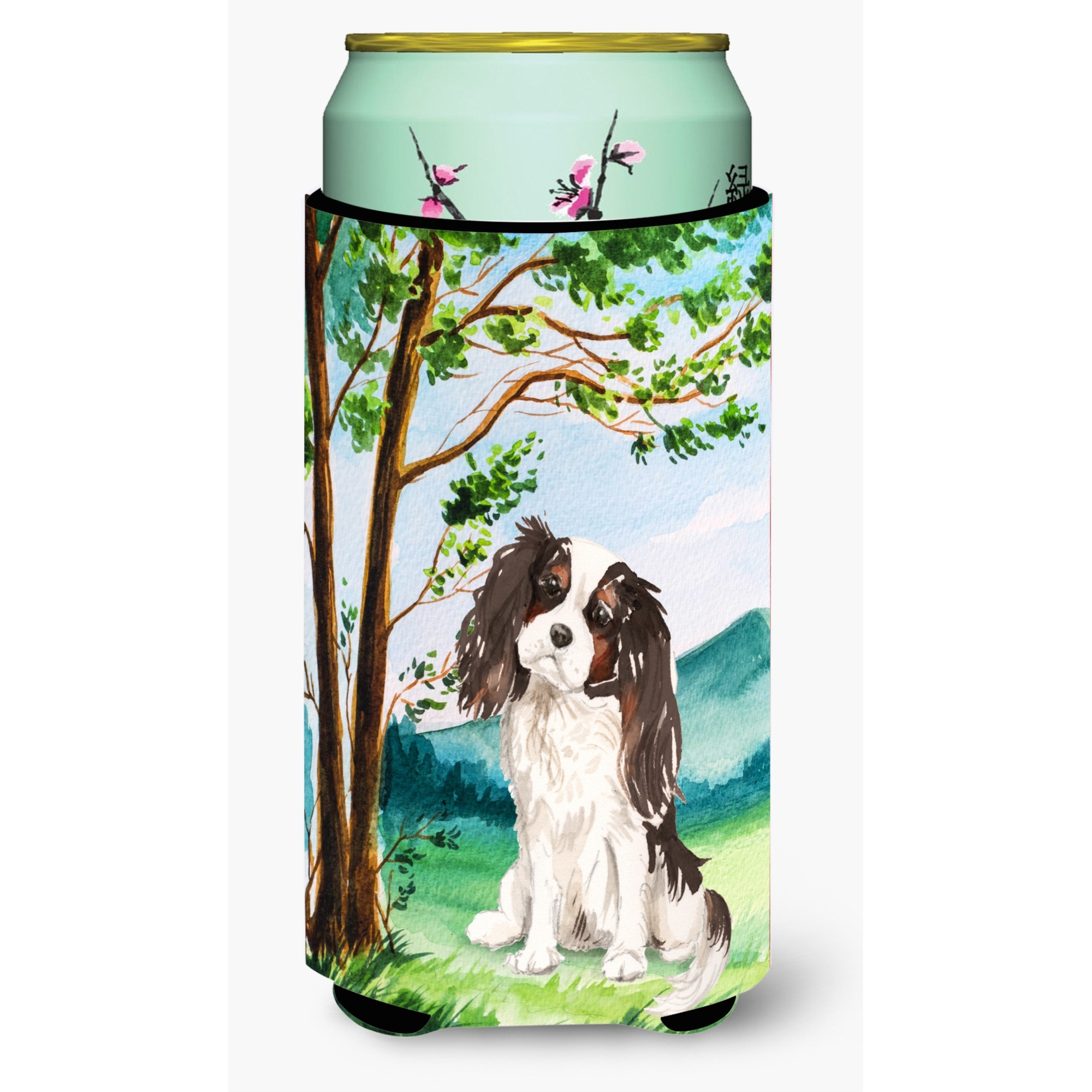 &quotCaroline's Treasures CK2001TBC Under Tree Tricolor Cavalier Spaniel Tall Boy Hugger cold-beverage-koozies, Multicolor"
