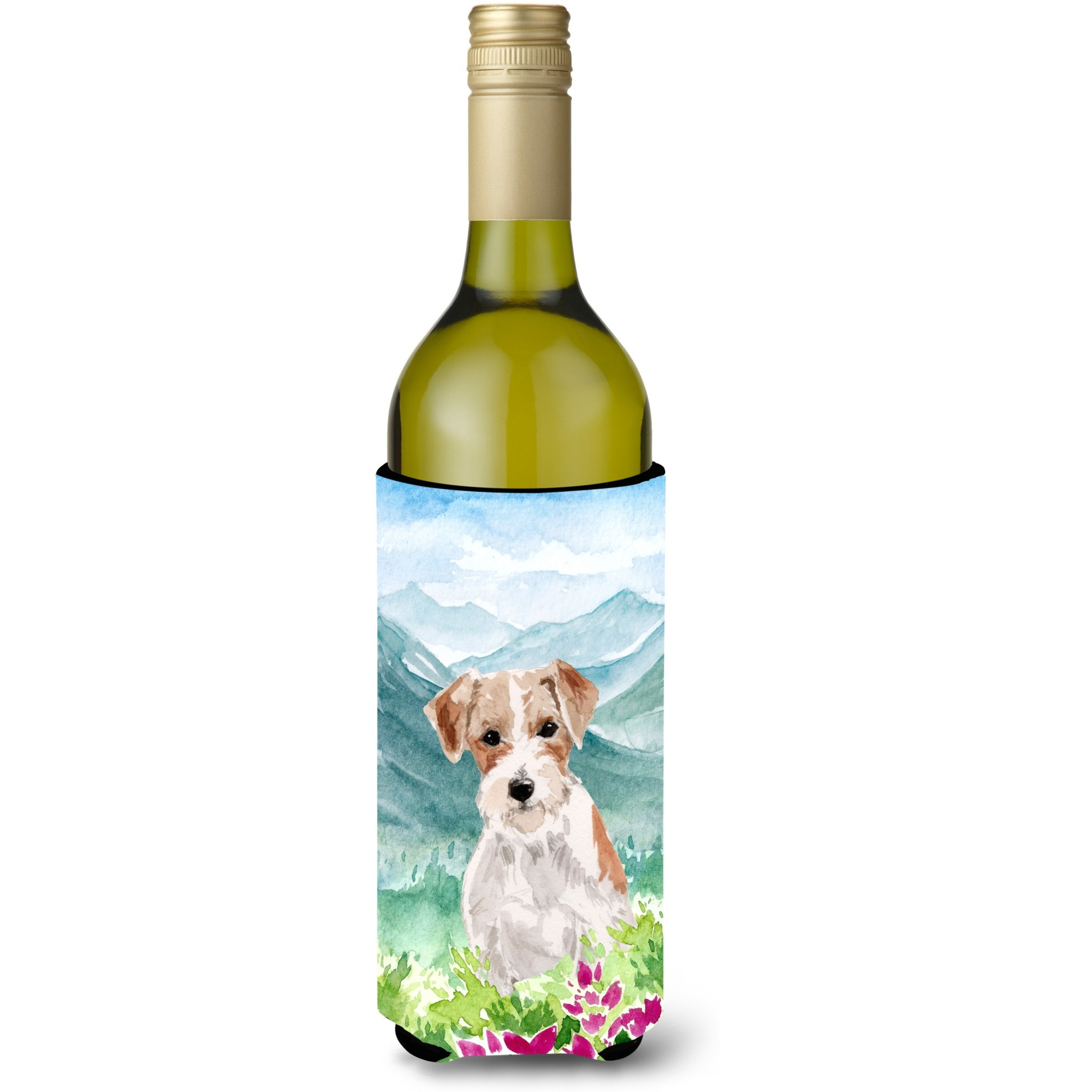 &quotCaroline's Treasures Mountain Flowers Jack Russell Terrier Wine Bottle Hugger cold-beverage-koozies, 750 ml, Multicolor"