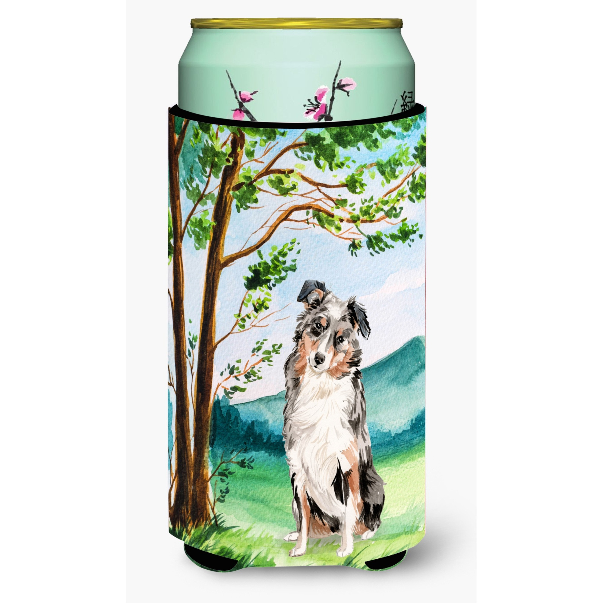 &quotCaroline's Treasures CK2030TBC Under the Tree Australian Shepherd Tall Boy Hugger cold-beverage-koozies, Multicolor"