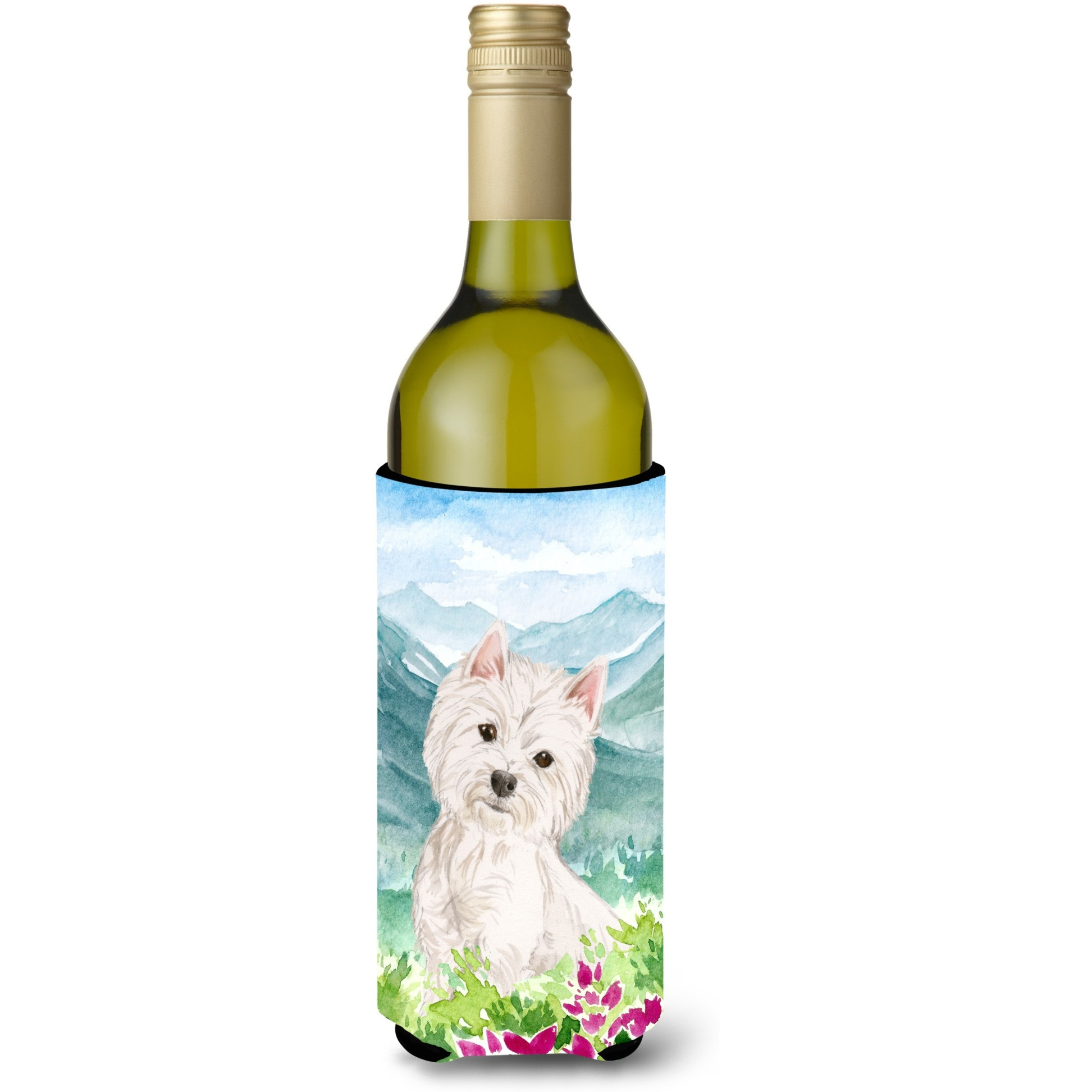 &quotCaroline's Treasures CK1965LITERK Mountian Flowers Westie Wine Bottle Hugger cold-beverage-koozies, 750 ml, Multicolor"