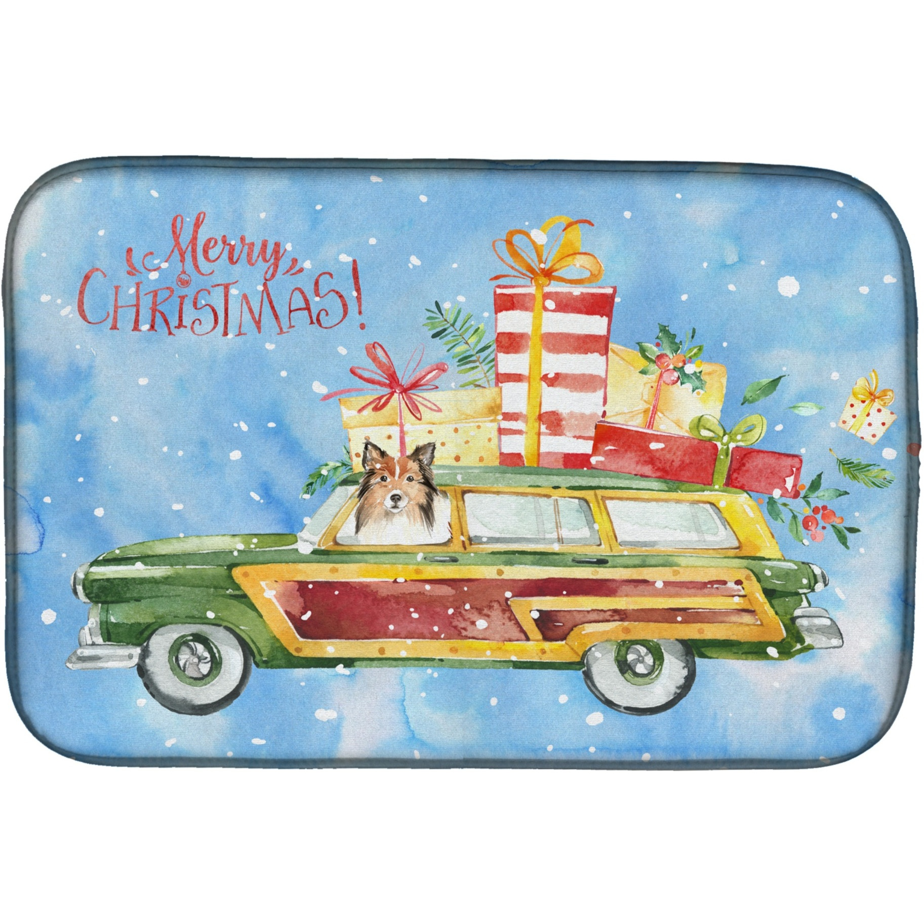 &quotCaroline's Treasures CK2421DDM Merry Christmas Sheltie dish-drying-mats, 14x21, Multicolor"