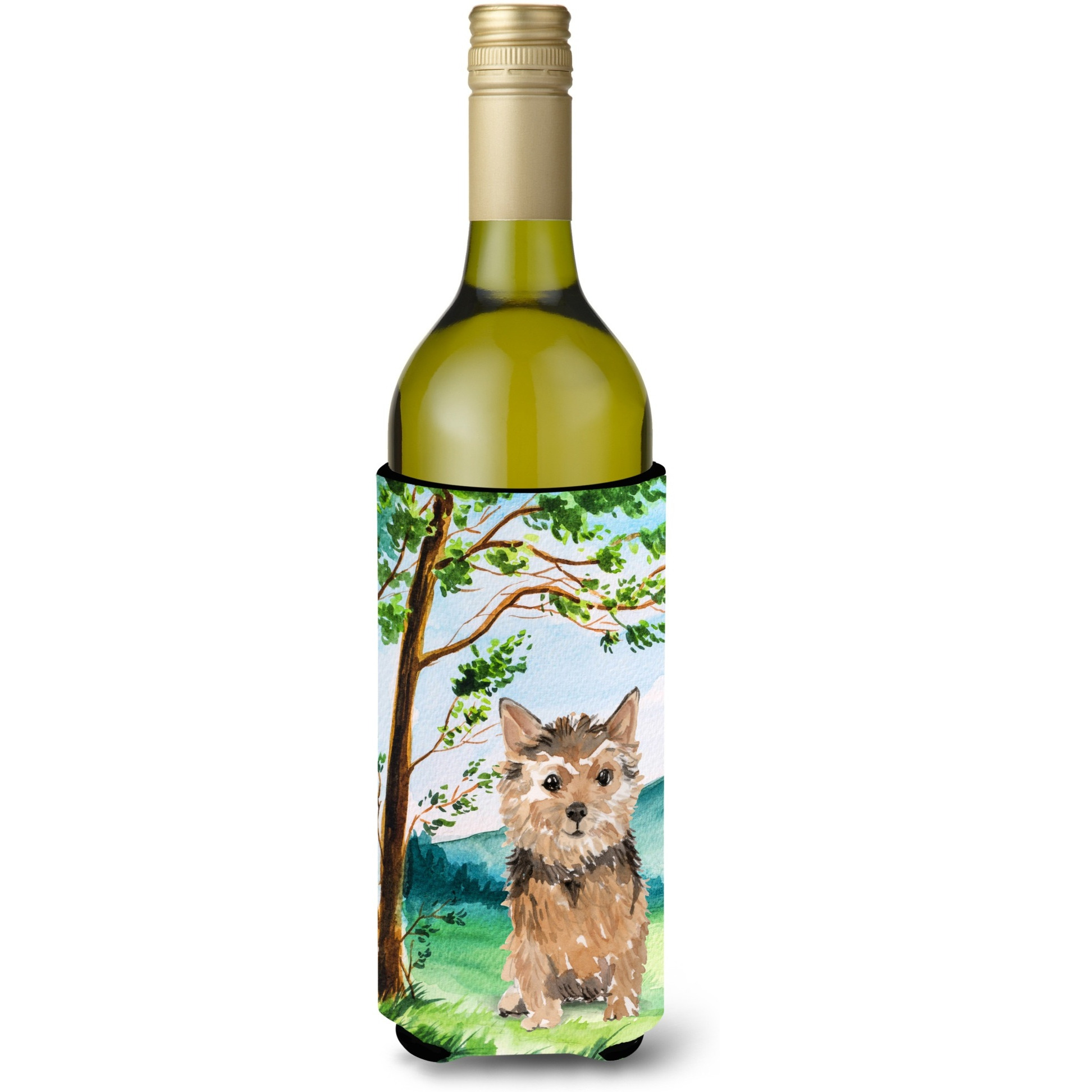 &quotCaroline's Treasures CK2006LITERK Under The Tree Norwich Terrier Wine Bottle Hugger cold-beverage-koozies, 750 ml, Multicolor"