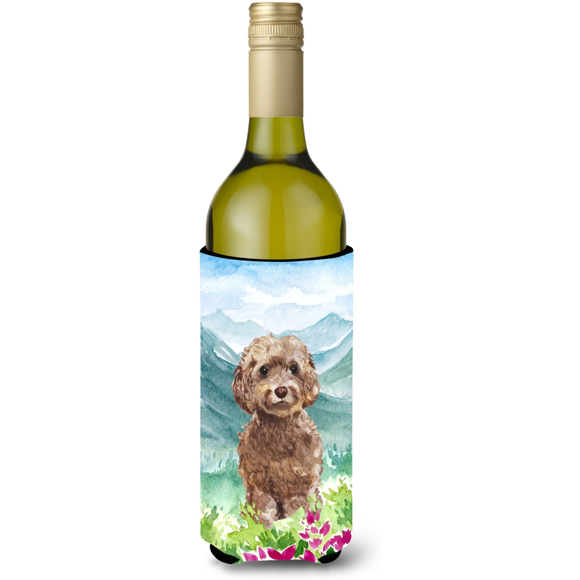 &quotCaroline's Treasures CK1988LITERK Mountian Flowers Labradoodle Wine Bottle Hugger cold-beverage-koozies, 750 ml, Multicolor"