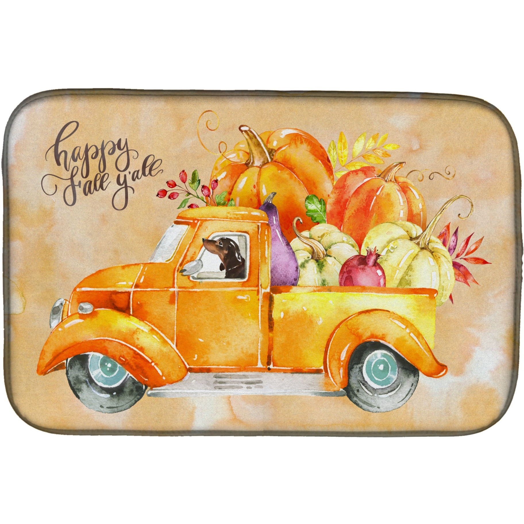 &quotCaroline's Treasures CK2655DDM Fall Harvest Dachshund dish-drying-mats, 14x21, Multicolor"