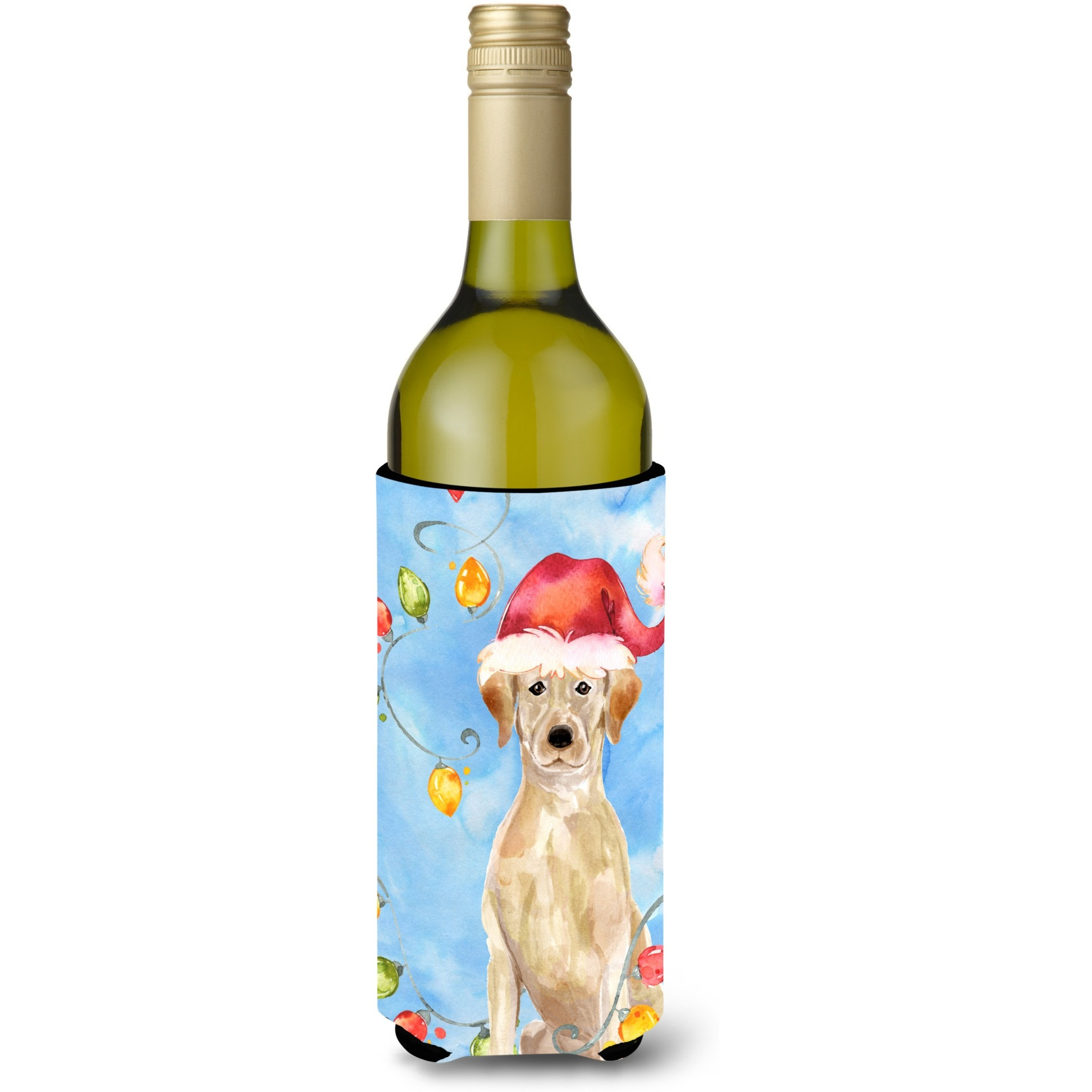 &quotCaroline's Treasures Christmas Yellow Labrador Retriever Wine Bottle Hugger cold-beverage-koozies, 750 ml, Multicolor"