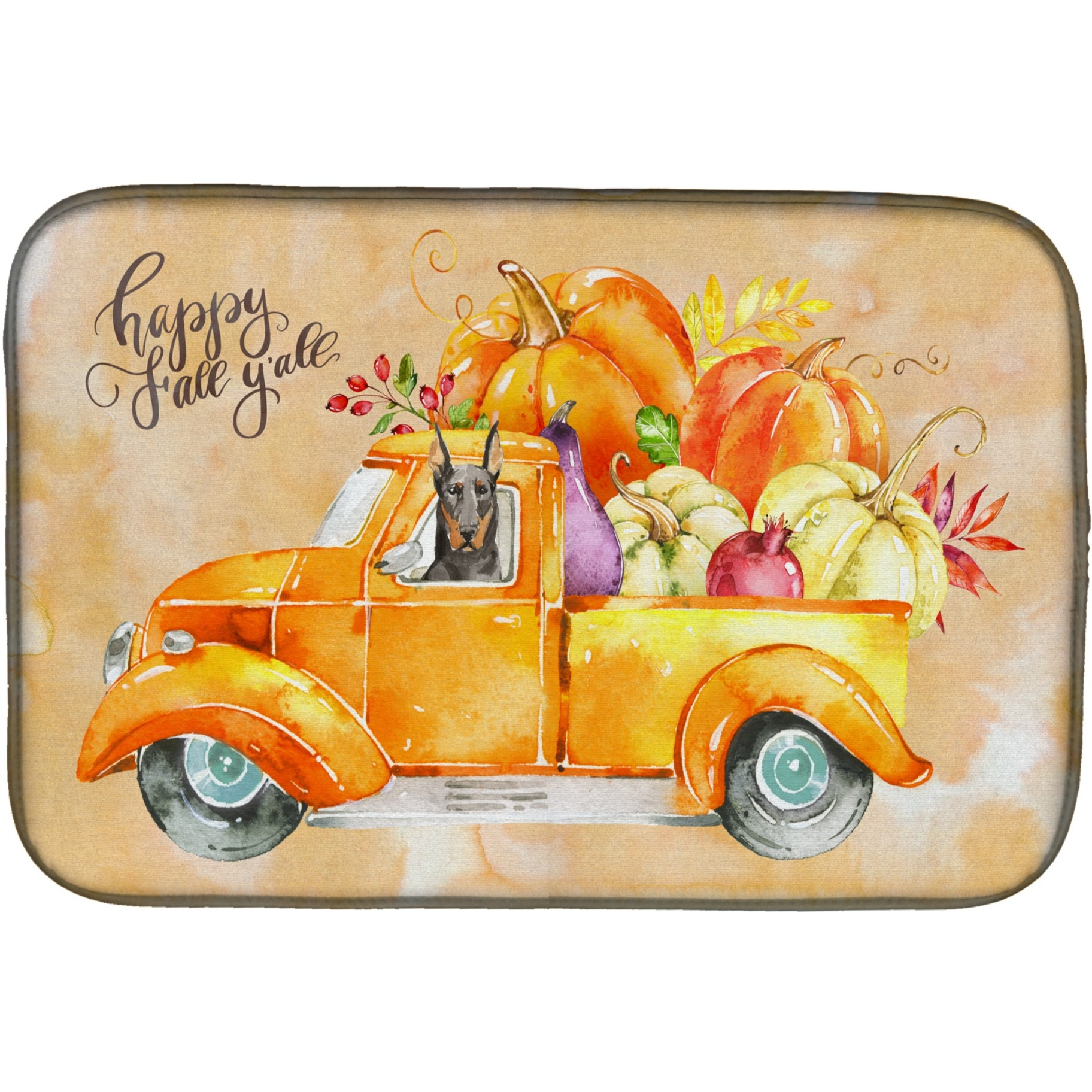 &quotCaroline's Treasures CK2616DDM Fall Harvest Doberman Pinscher dish-drying-mats, 14x21, Multicolor"