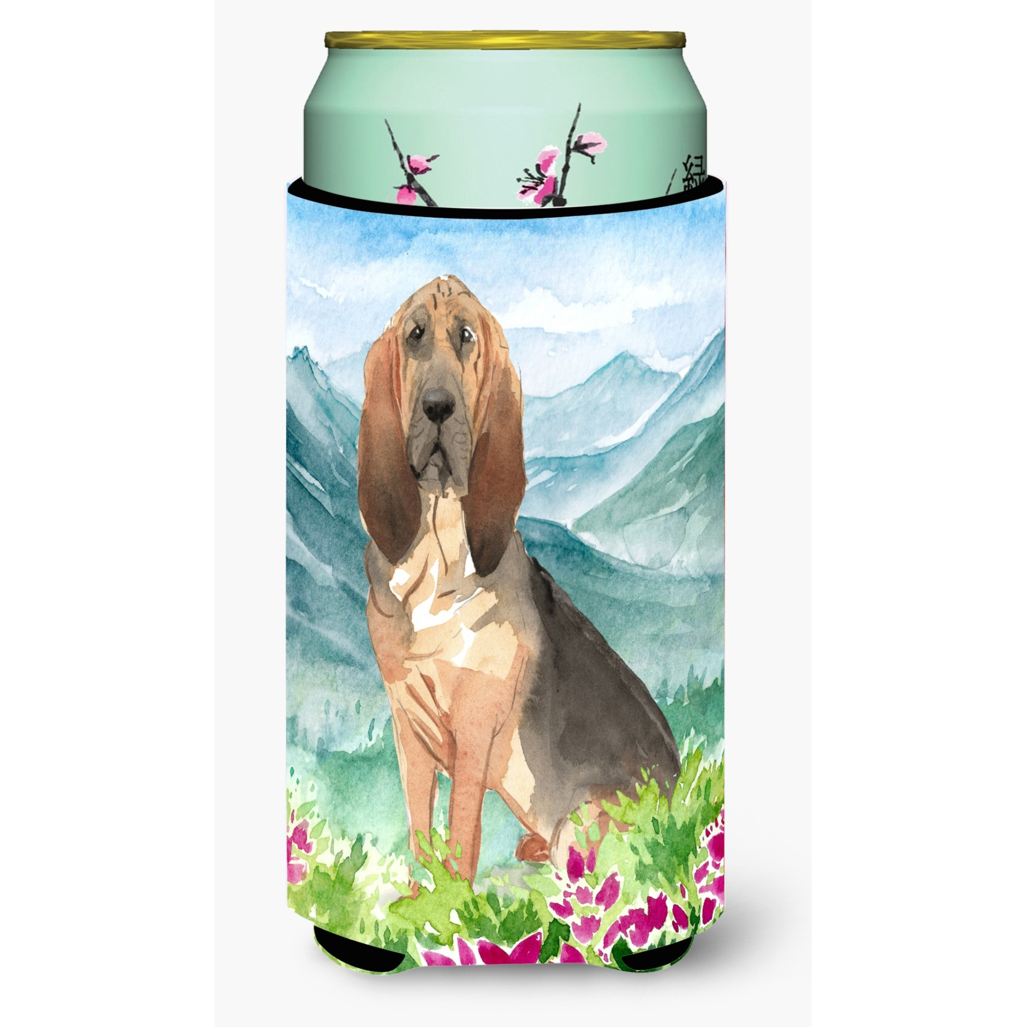 &quotCaroline's Treasures CK2545TBC Mountain Flowers Bloodhound Tall Boy Hugger cold-beverage-koozies, Multicolor"
