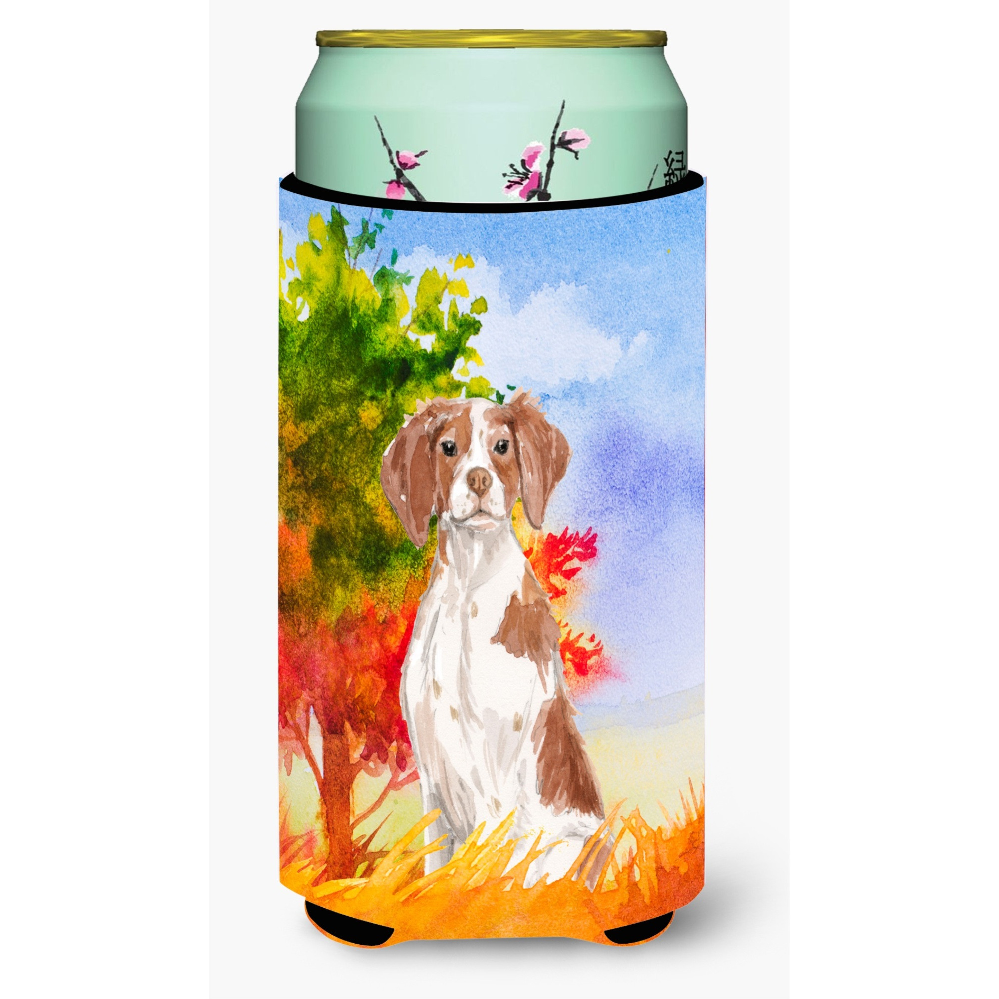 &quotCaroline's Treasures CK1954TBC Fall Brittany Spaniel Tall Boy Hugger cold-beverage-koozies, Multicolor"
