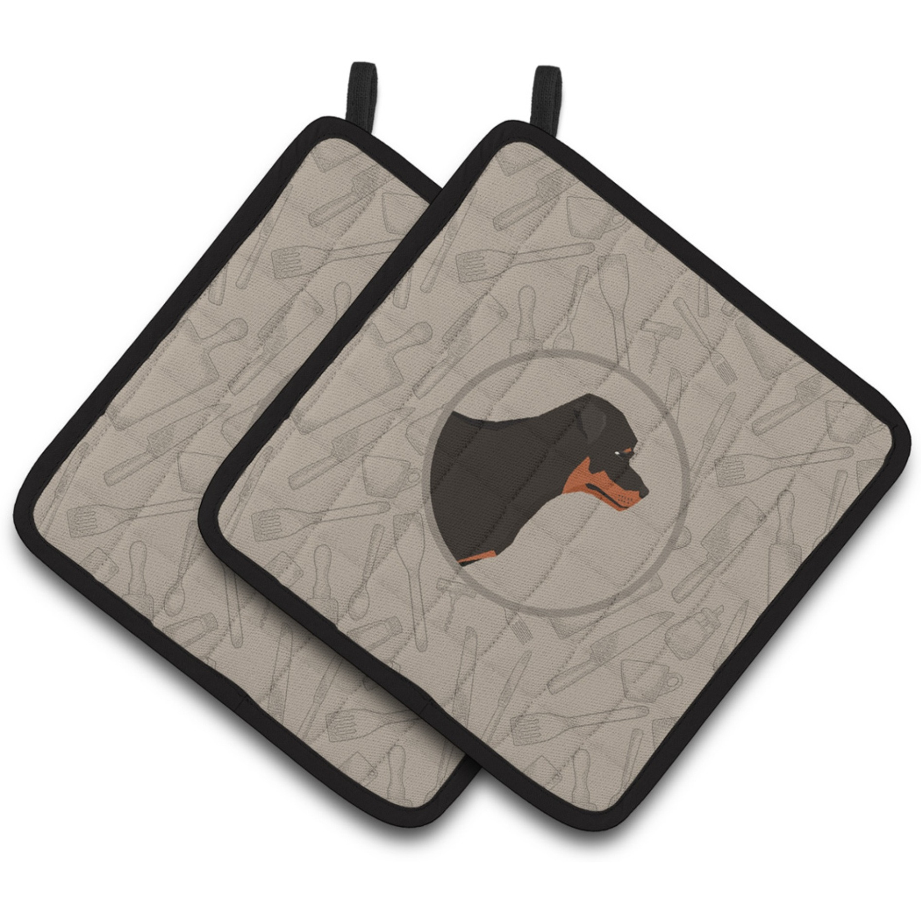 &quotCaroline's Treasures CK2205PTHD Rottweiler in The Kitchen Pair of Pot Holders potholders, Multicolor"