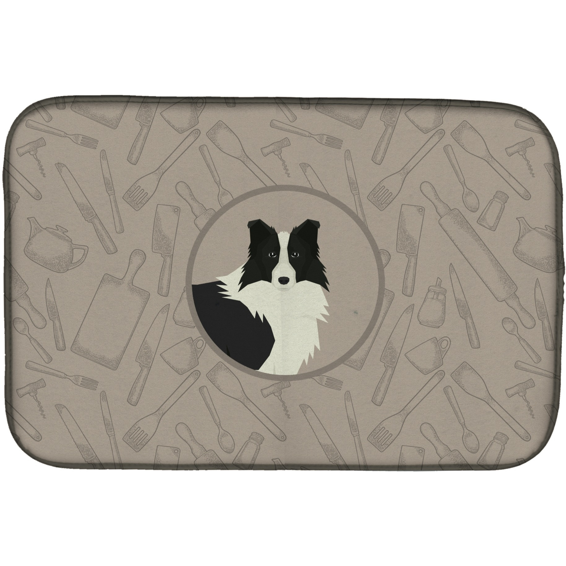 &quotCaroline's Treasures CK2169DDM Border Collie in The Kitchen dish-drying-mats, 14x21, Multicolor"