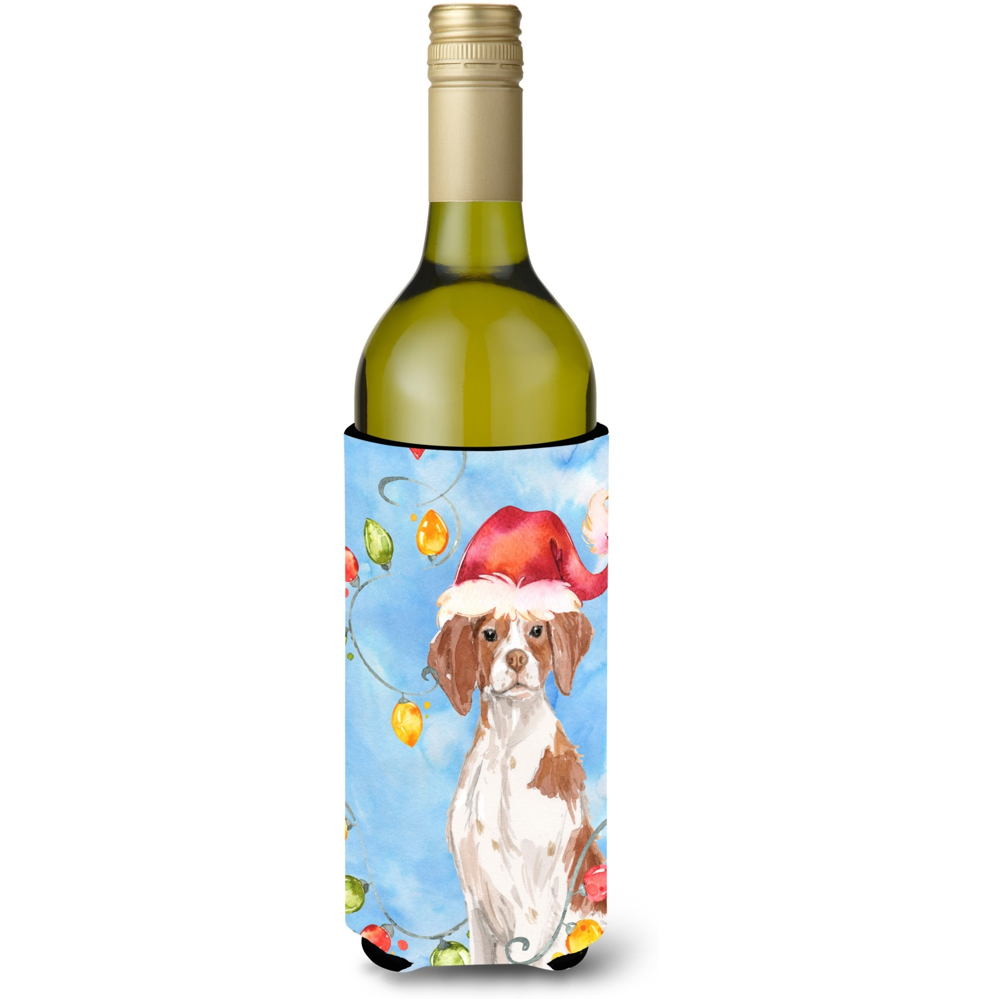 &quotCaroline's Treasures CK2508LITERK Christmas Brittany Spaniel Wine Bottle Hugger cold-beverage-koozies, 750 ml, Multicolor"
