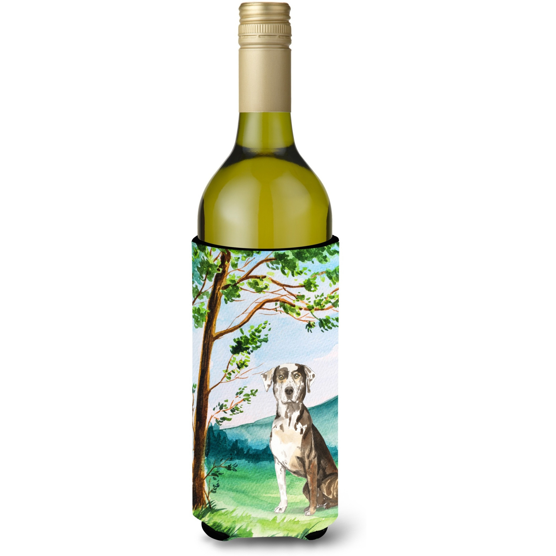 &quotCaroline's Treasures Tree Catahoula Leopard Dog Wine Bottle Hugger cold-beverage-koozies, 750 ml, Multicolor"