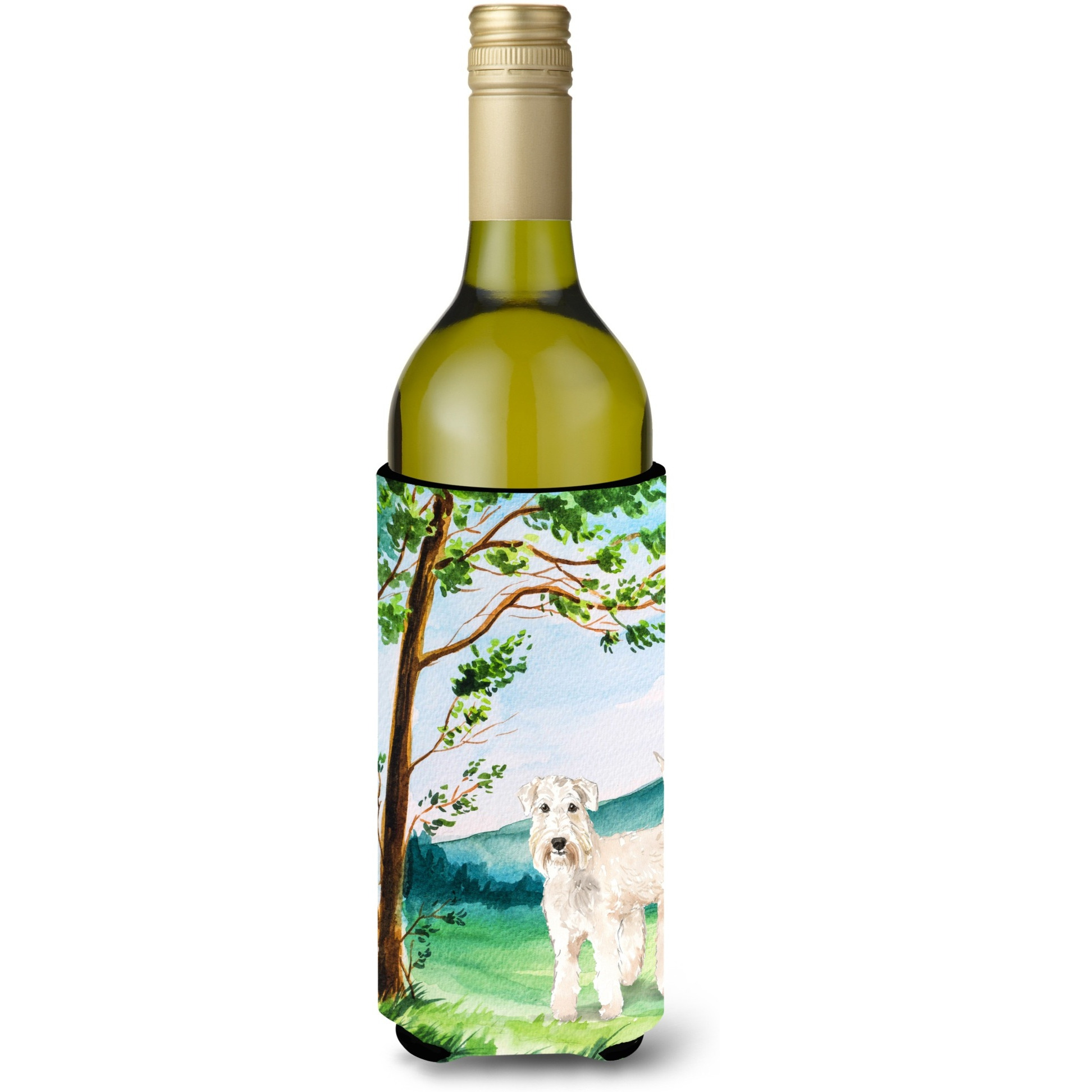 &quotCaroline's Treasures CK2552LITERK Under The Tree Wheaten Terrier Wine Bottle Hugger cold-beverage-koozies, 750 ml, Multicolor"