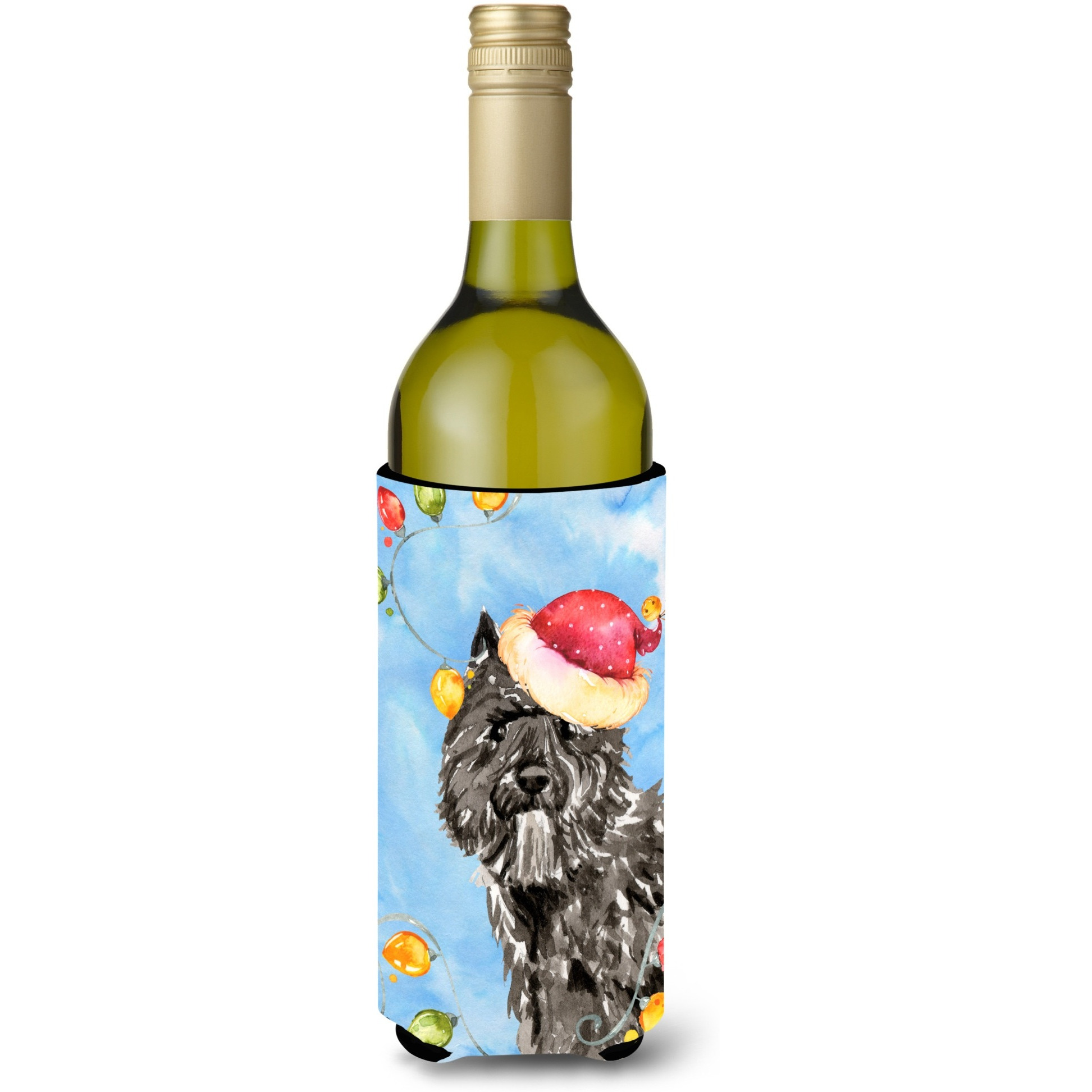&quotCaroline's Treasures CK2470LITERK Christmas Bouvier des Flandres Wine Bottle Hugger cold-beverage-koozies, 750 ml, Multicolor"