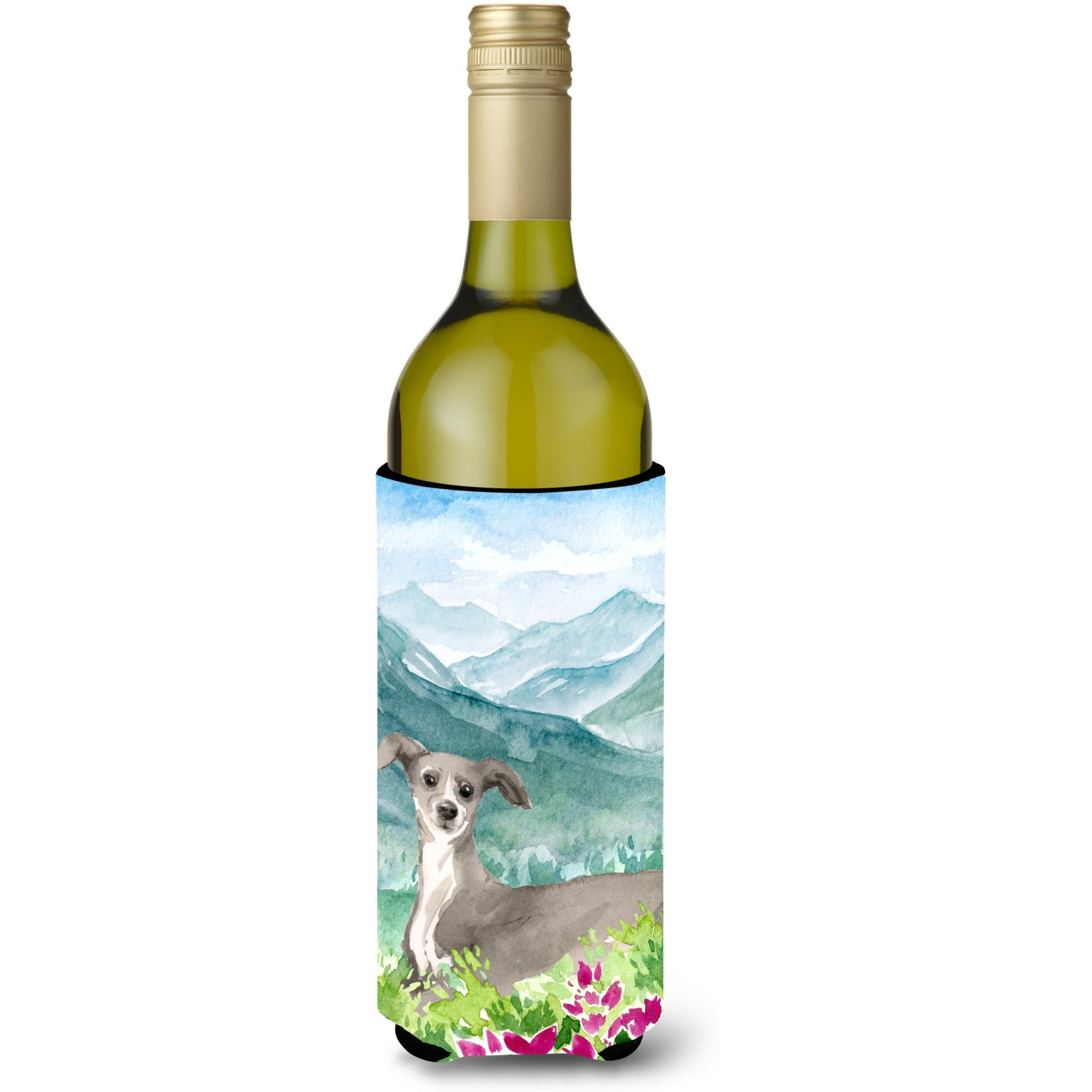 &quotCaroline's Treasures Mountain Flowers Italian Greyhound Wine Bottle Hugger cold-beverage-koozies, 750 ml, Multicolor"