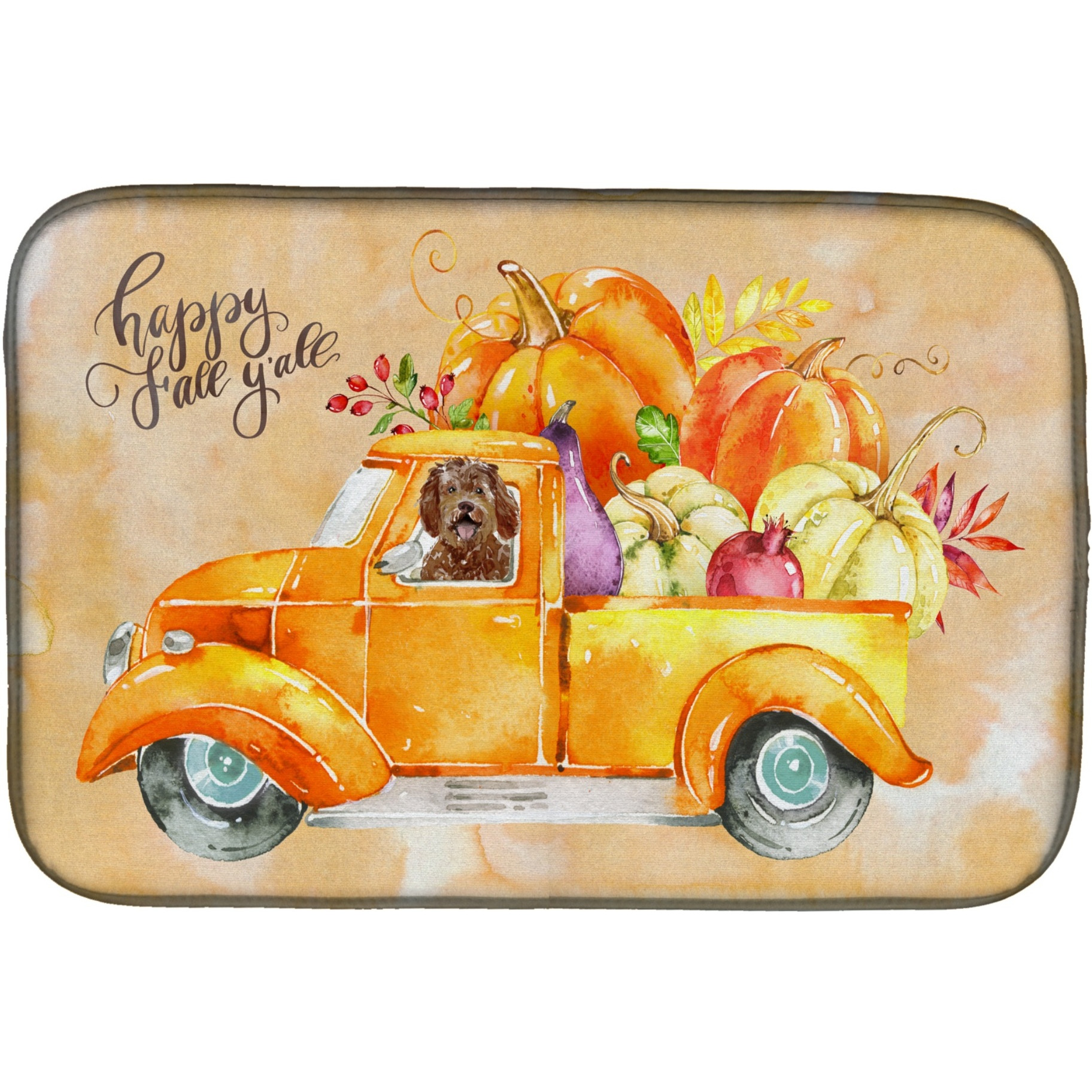 &quotCaroline's Treasures CK2623DDM Fall Harvest Labradoodle dish-drying-mats, 14x21, Multicolor"