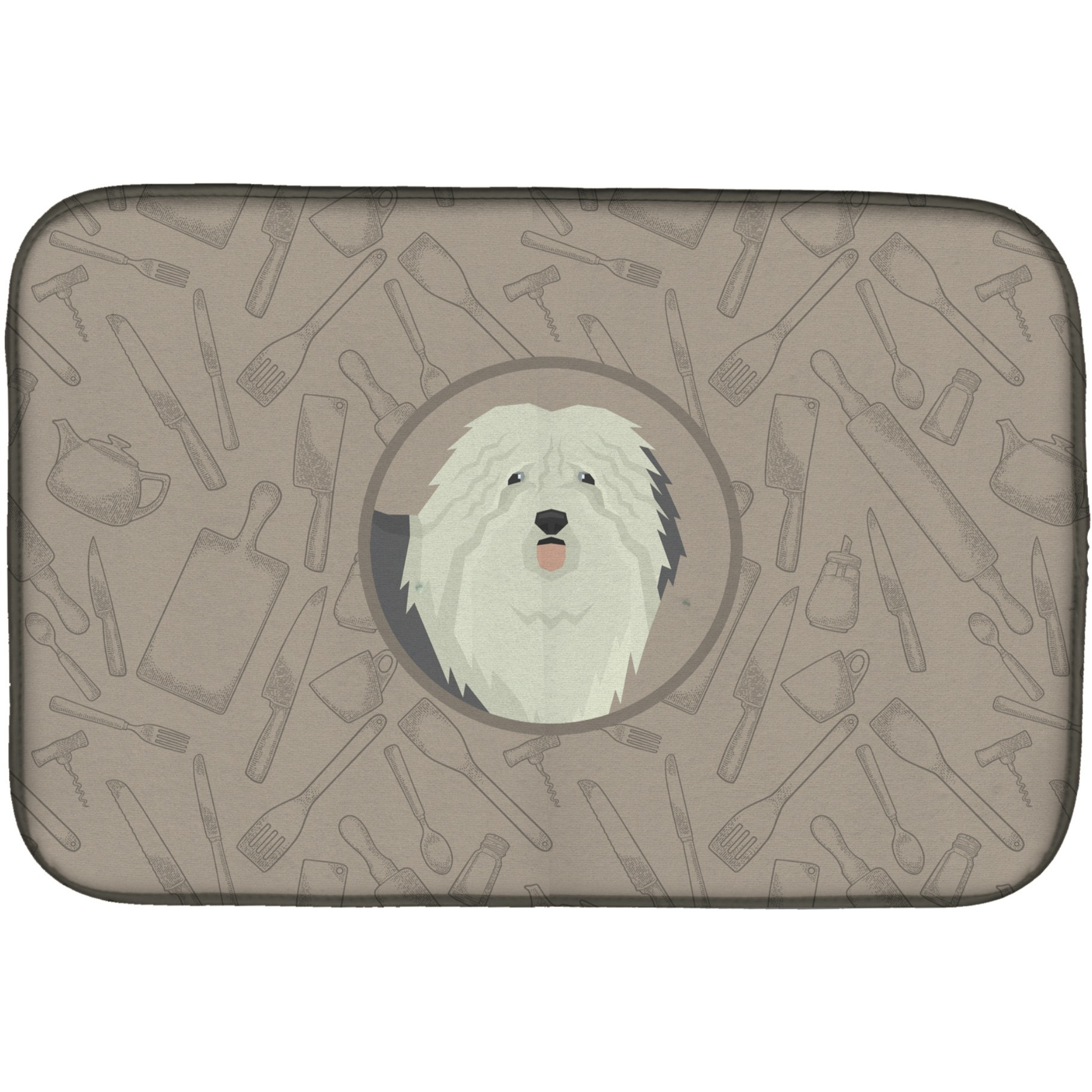 &quotCaroline's Treasures CK2199DDM Old English Sheepdog in The Kitchen dish-drying-mats, 14x21, Multicolor"