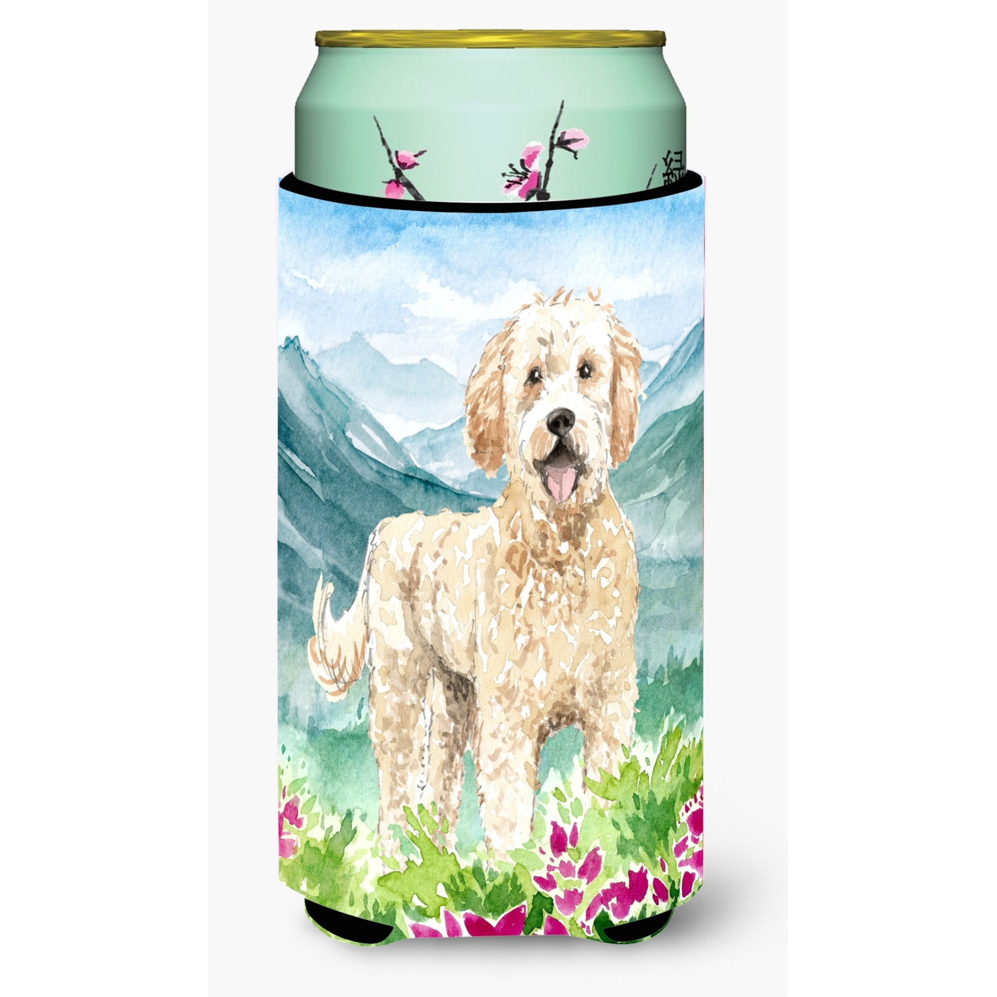 &quotCaroline's Treasures CK2537TBC Mountain Flowers Goldendoodle Tall Boy Hugger cold-beverage-koozies, Multicolor"