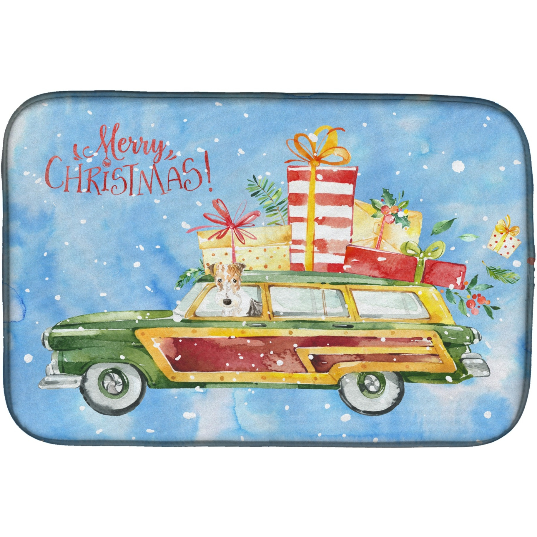 &quotCaroline's Treasures CK2430DDM Merry Christmas Fox Terrier dish-drying-mats, 14x21, Multicolor"