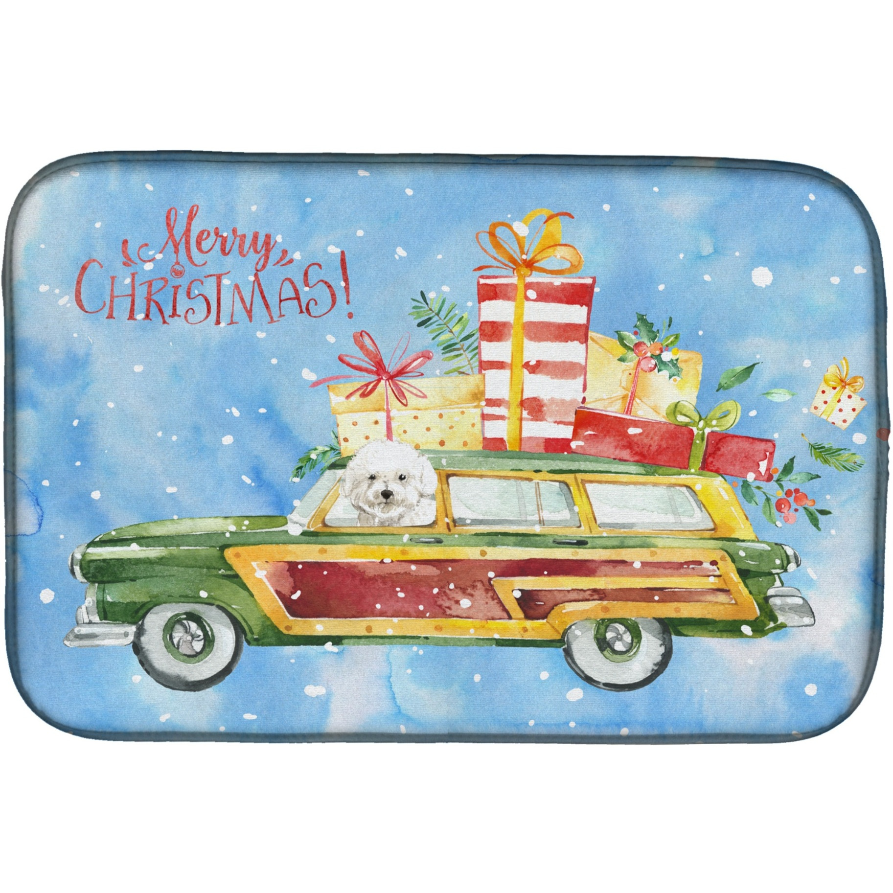&quotCaroline's Treasures CK2395DDM Merry Christmas Bichon Fris dish-drying-mats, 14x21, Multicolor"