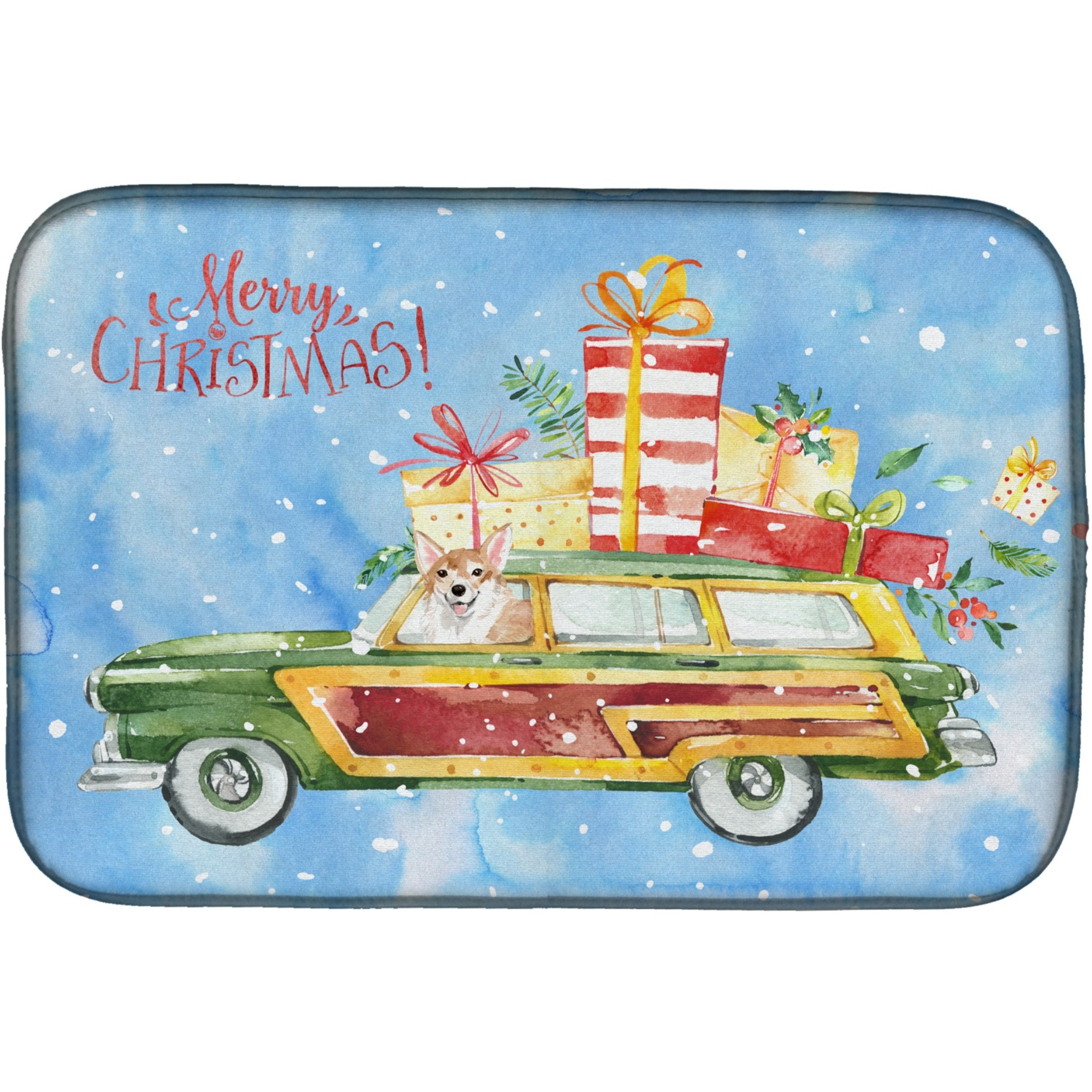 &quotCaroline's Treasures CK2451DDM Merry Christmas Corgi dish-drying-mats, 14x21, Multicolor"