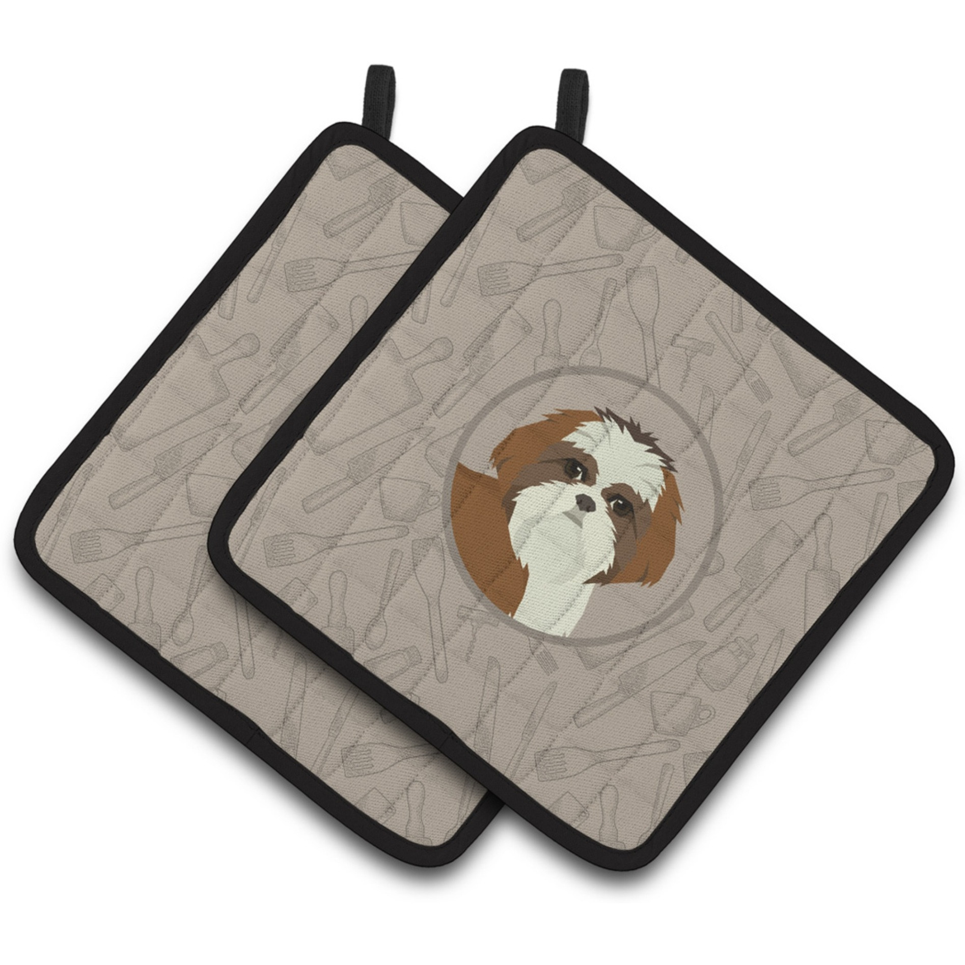 &quotCaroline's Treasures CK2210PTHD Shih Tzu in The Kitchen Pair of Pot Holders potholders, Multicolor"