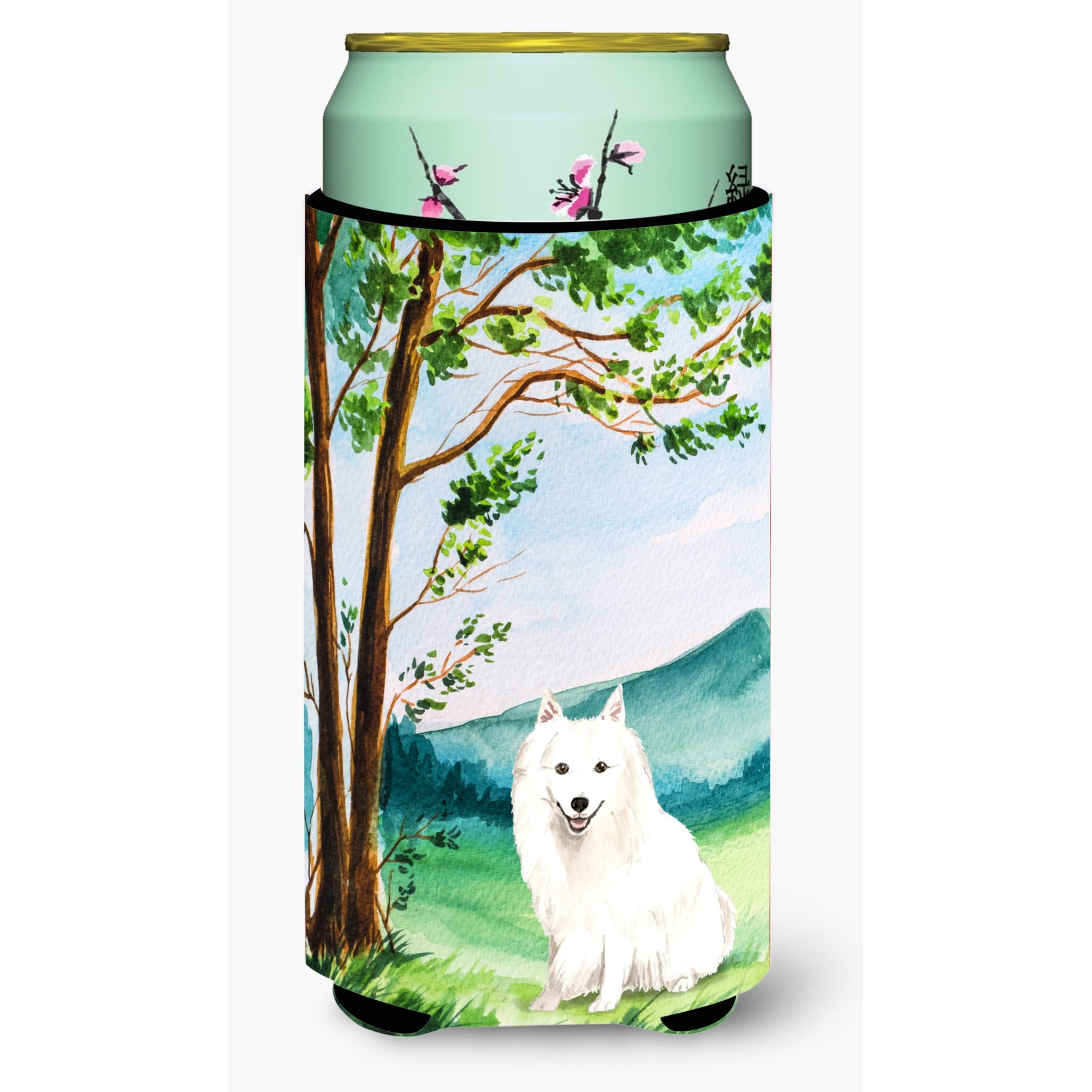 &quotCaroline's Treasures CK2569TBC Under the Tree Japanese Spitz Tall Boy Hugger cold-beverage-koozies, Multicolor"