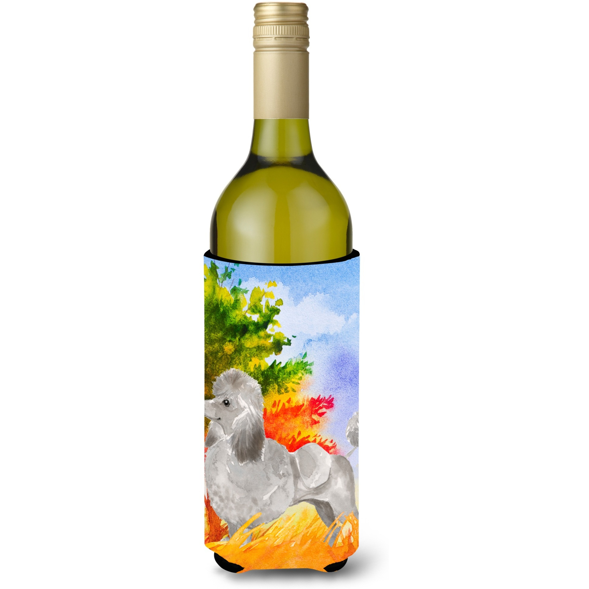 &quotCaroline's Treasures CK1940LITERK Fall Silver Poodle Wine Bottle Hugger cold-beverage-koozies, 750 ml, Multicolor"