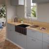 ALFI brand AB2418HS-BG 24" Black Gloss Reversible Smooth / Fluted Single Bowl Fireclay Farm Sink