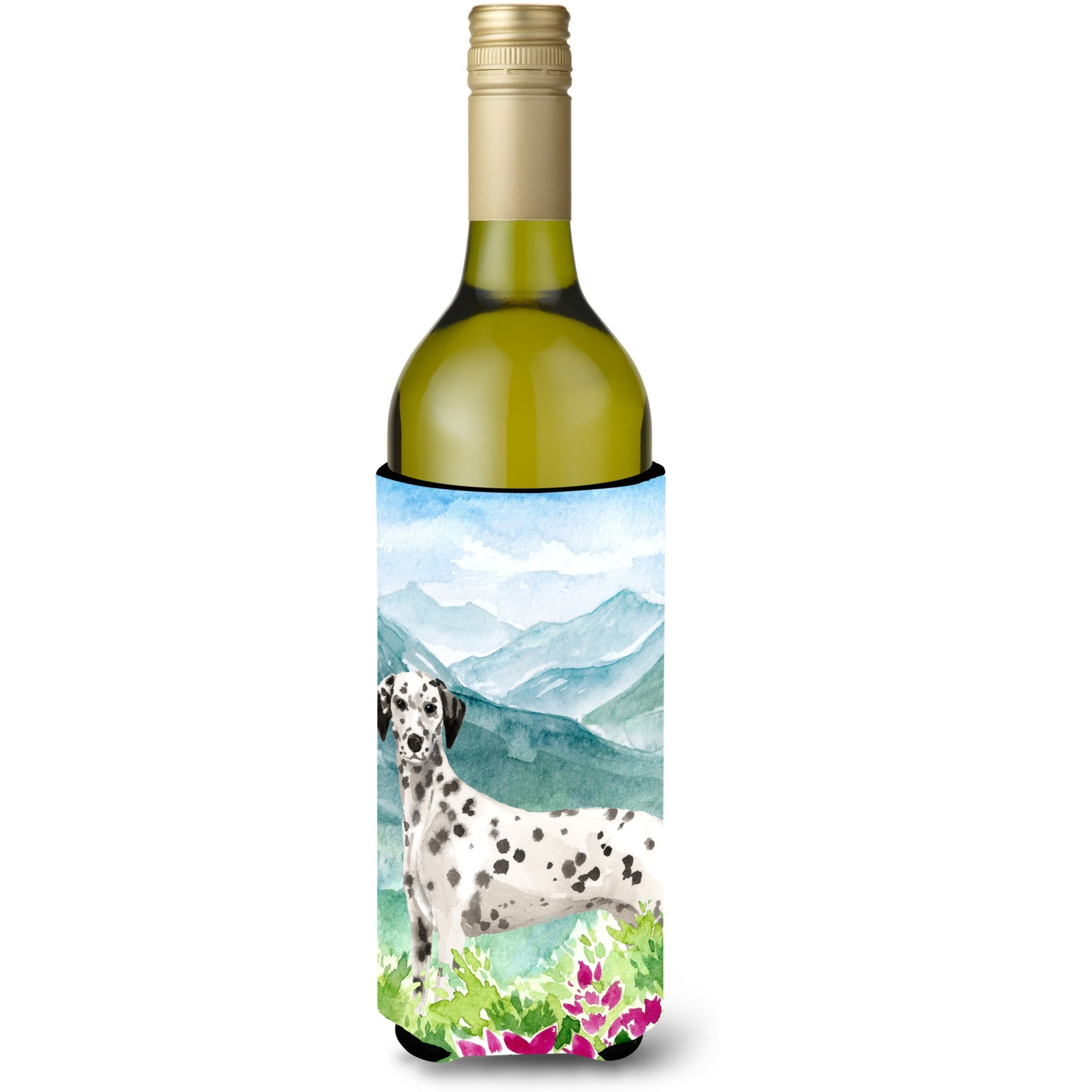 &quotCaroline's Treasures CK1980LITERK Mountian Flowers Dalmatian Wine Bottle Hugger cold-beverage-koozies, 750 ml, Multicolor"