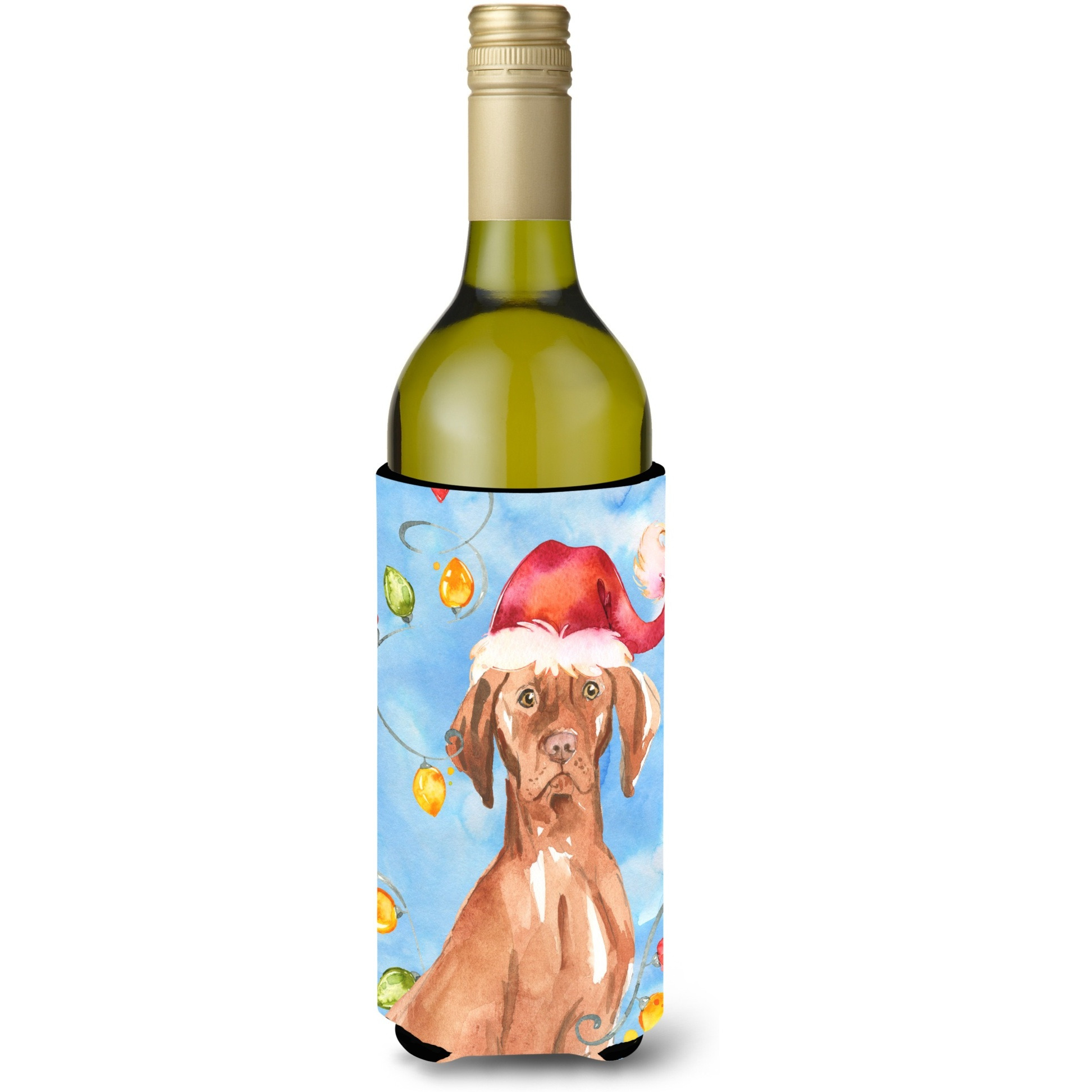 &quotCaroline's Treasures CK2480LITERK Christmas Lights Vizsla Wine Bottle Hugger cold-beverage-koozies, 750 ml, Multicolor"