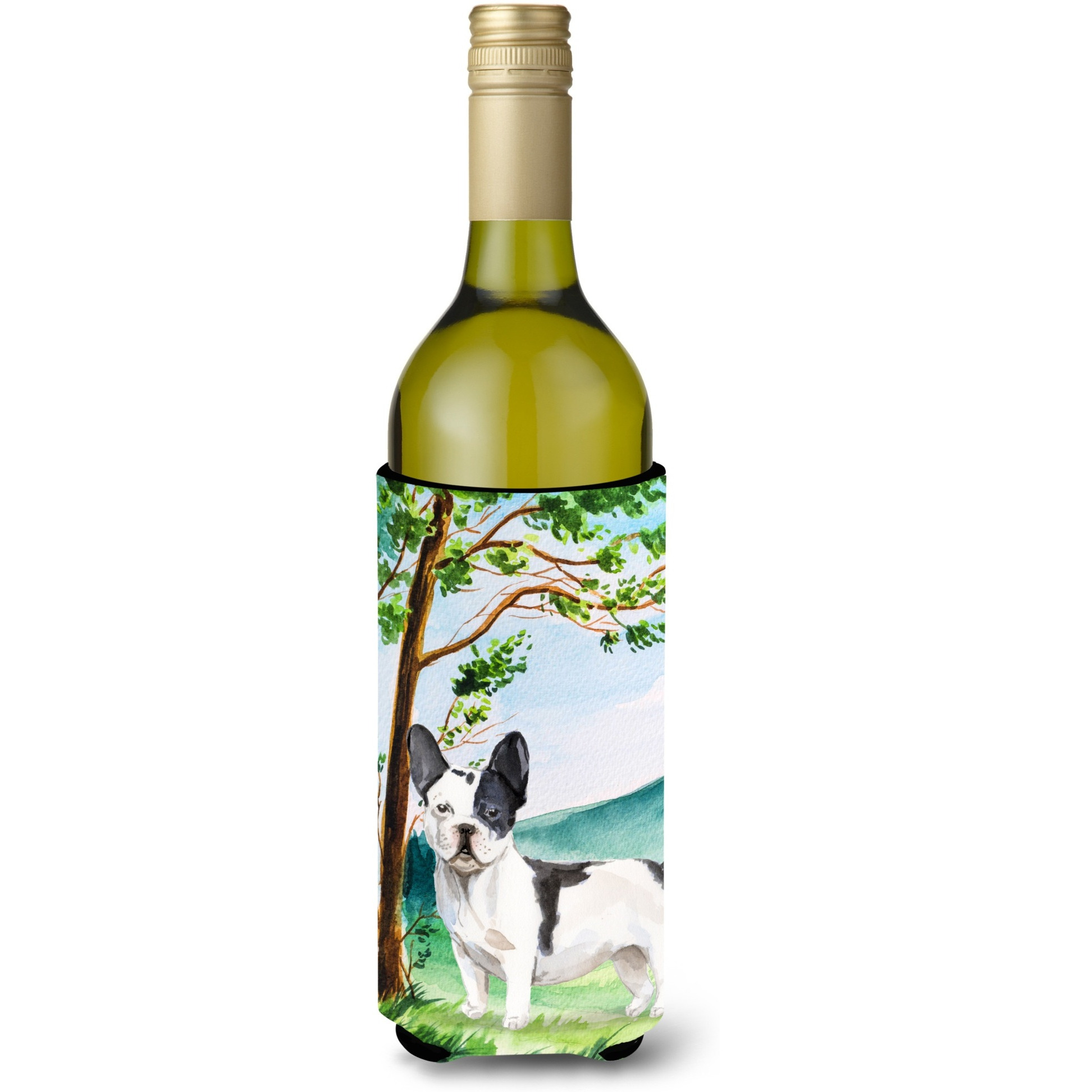 &quotCaroline's Treasures CK2026LITERK Under The Tree French Bulldog Wine Bottle Hugger cold-beverage-koozies, 750 ml, Multicolor"