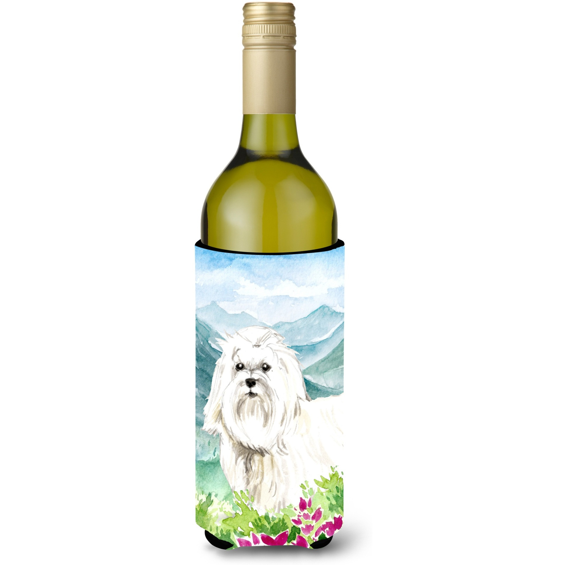 &quotCaroline's Treasures CK2529LITERK Mountain Flowers Maltese Wine Bottle Hugger cold-beverage-koozies, 750 ml, Multicolor"