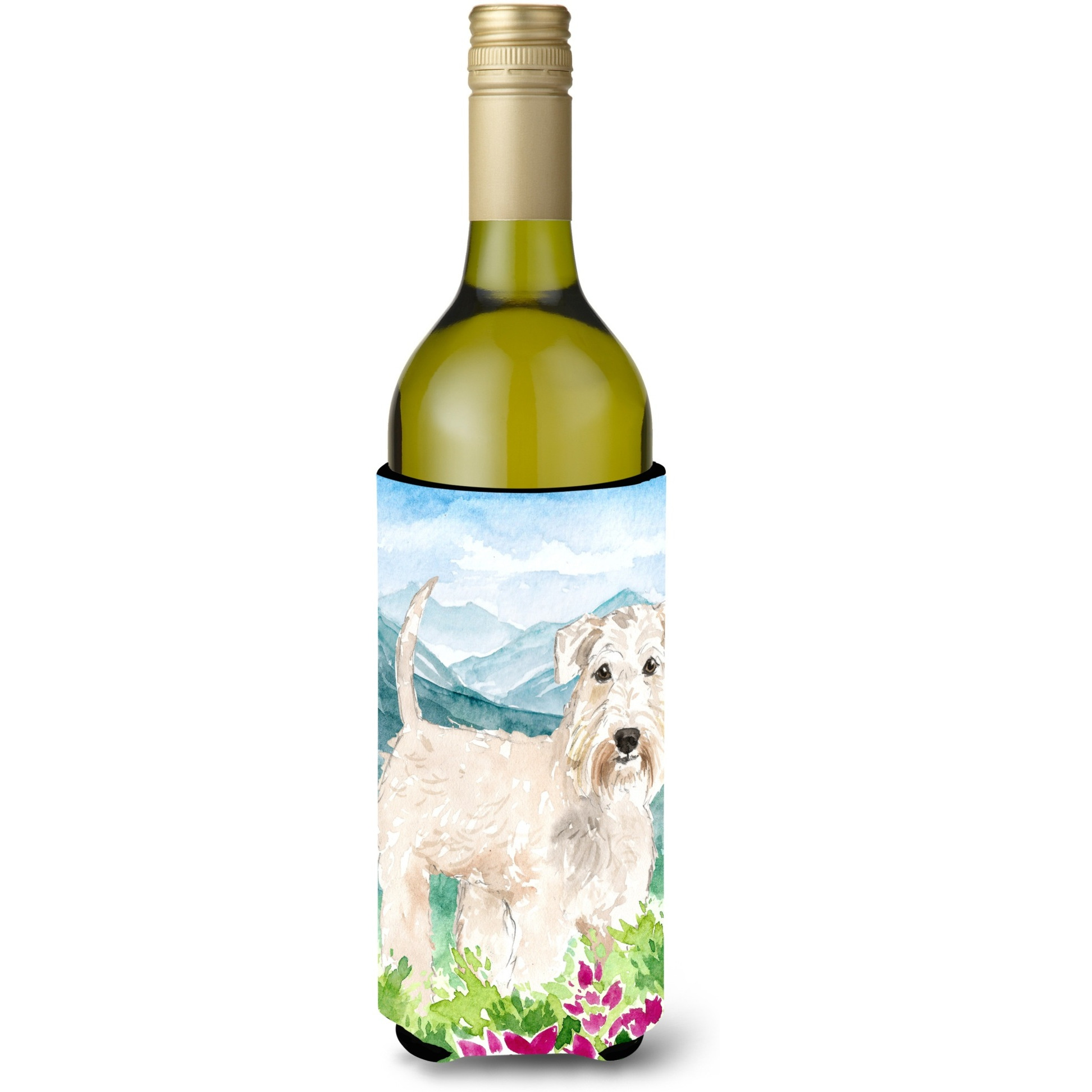 &quotCaroline's Treasures CK2515LITERK Mountian Flowers Wheaten Terrier Wine Bottle Hugger cold-beverage-koozies, 750 ml, Multicolor"